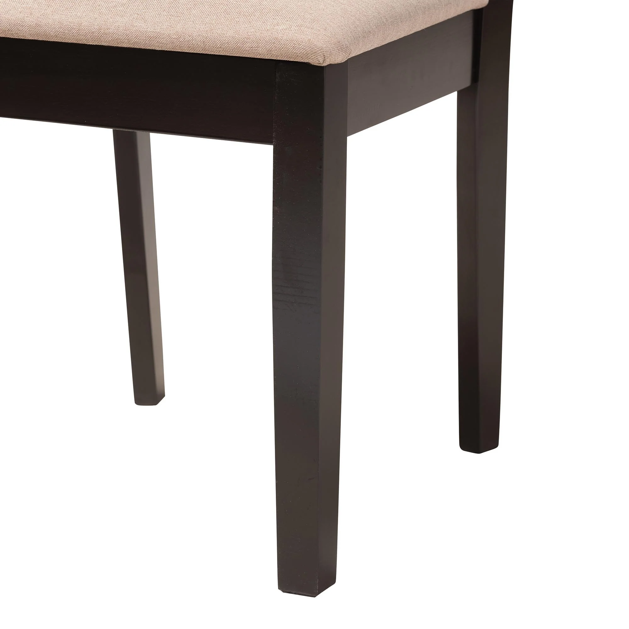 Baxton Studio Olympia Modern Beige Fabric and Espresso Brown Finished Wood 5-Piece Dining Set - Image 9