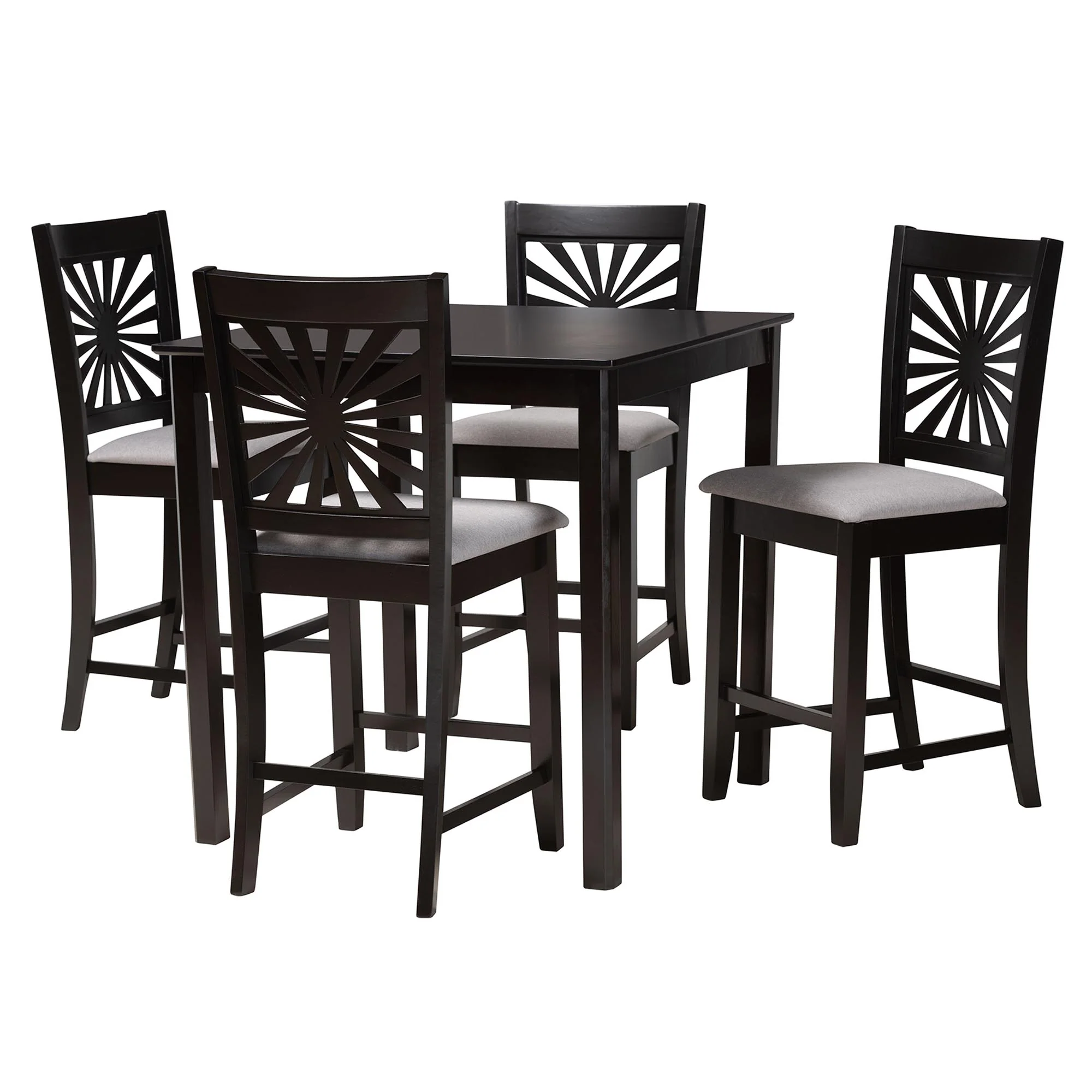 Baxton Studio Olympia Modern Beige Fabric and Espresso Brown Finished Wood 5-Piece Pub Set - Image 14