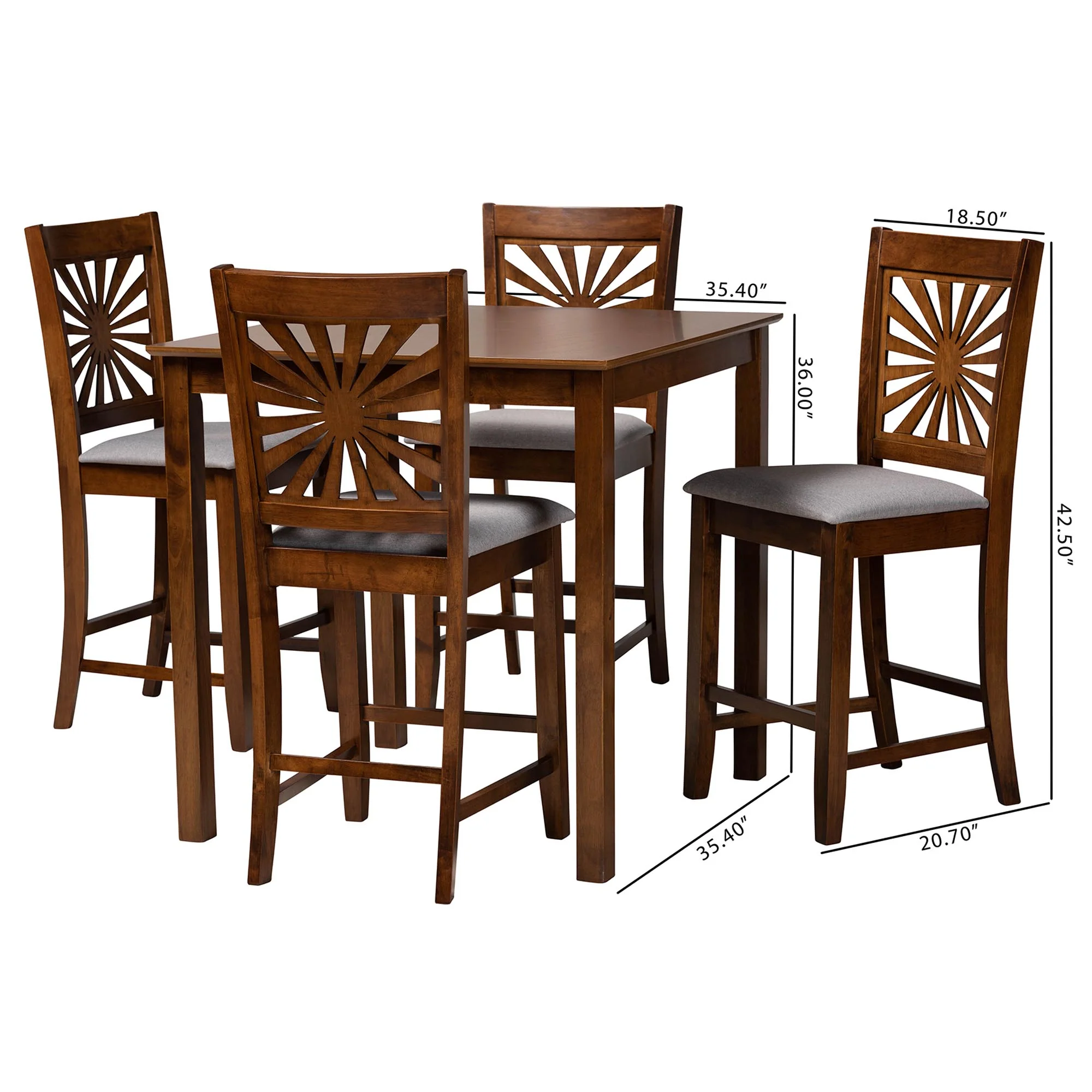 Baxton Studio Olympia Modern Beige Fabric and Espresso Brown Finished Wood 5-Piece Pub Set - Image 23