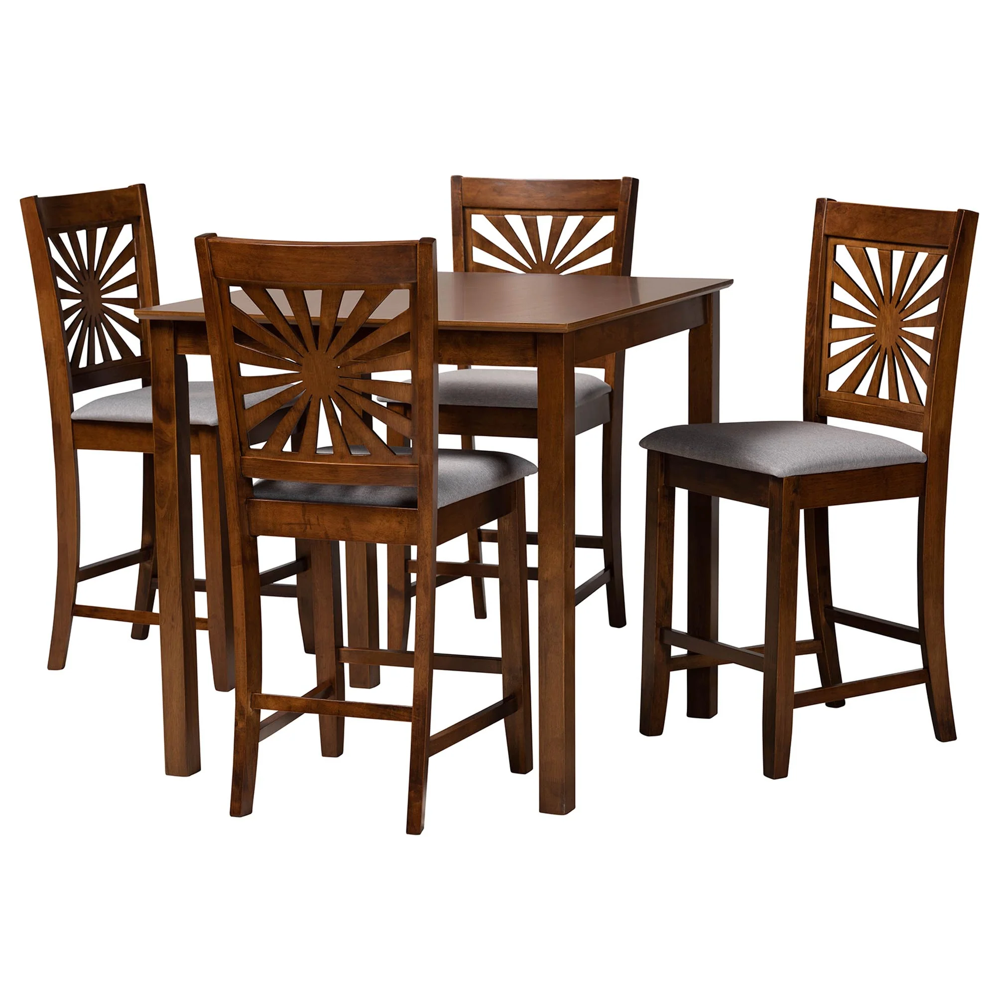 Baxton Studio Olympia Modern Beige Fabric and Espresso Brown Finished Wood 5-Piece Pub Set - Image 24