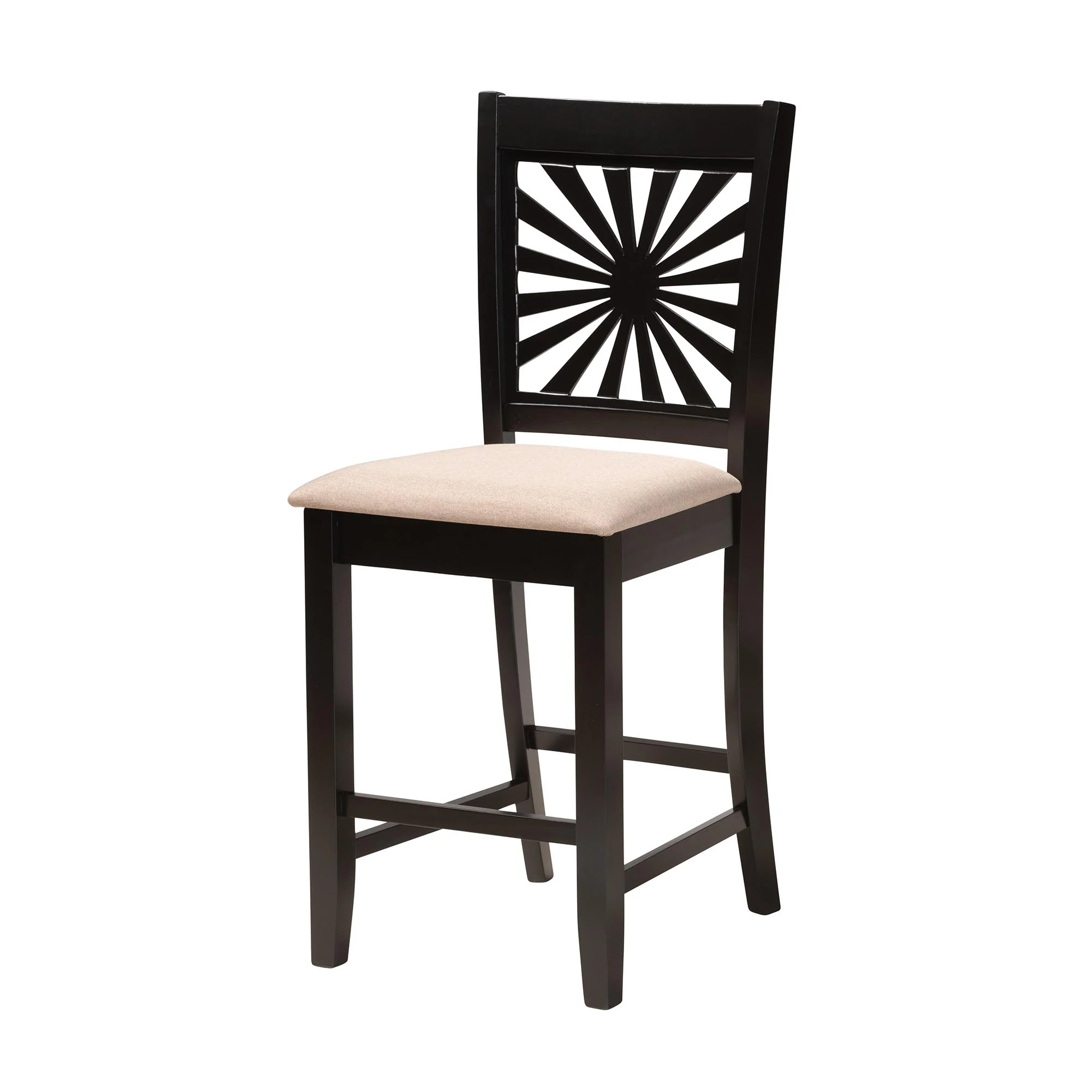 Baxton Studio Olympia Modern Beige Fabric and Espresso Brown Finished Wood 5-Piece Pub Set - Image 5