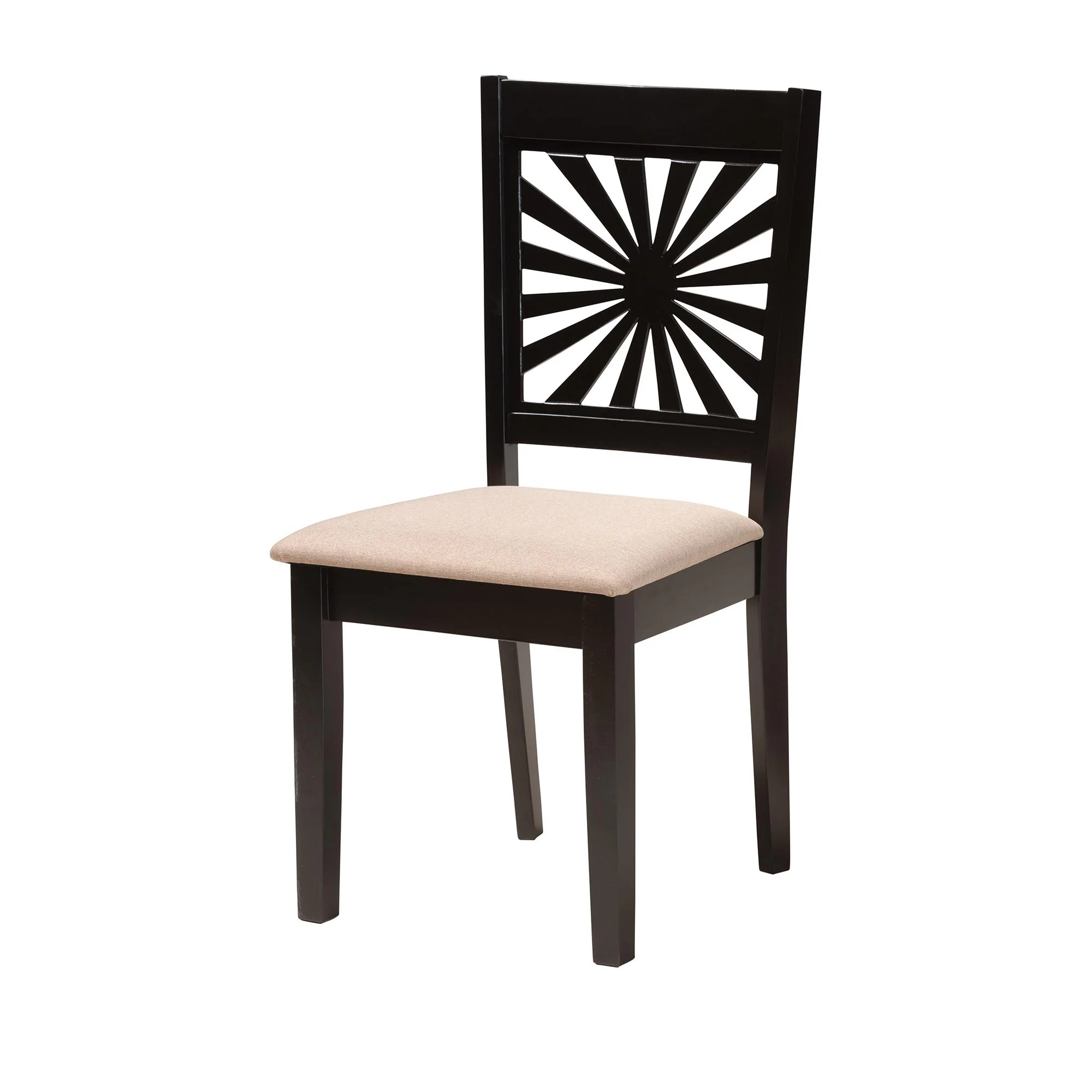 Baxton Studio Olympia Modern Beige Fabric and Espresso Brown Finished Wood 6-Piece Dining Set - Image 6