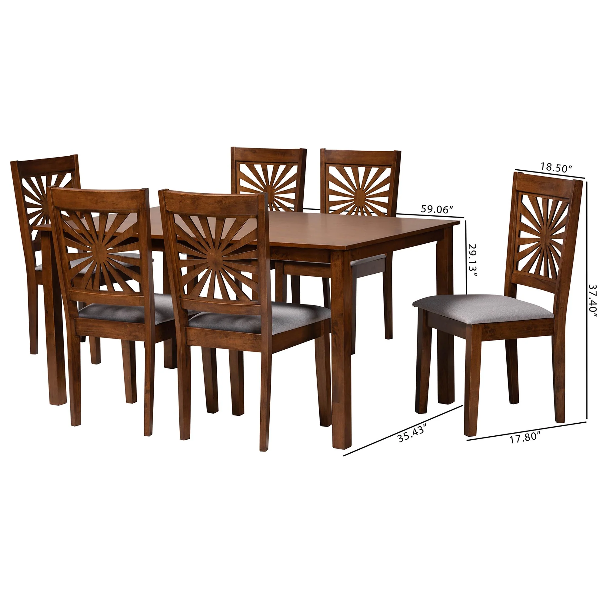 Baxton Studio Olympia Modern Beige Fabric and Espresso Brown Finished Wood 7-Piece Dining Set - Image 23