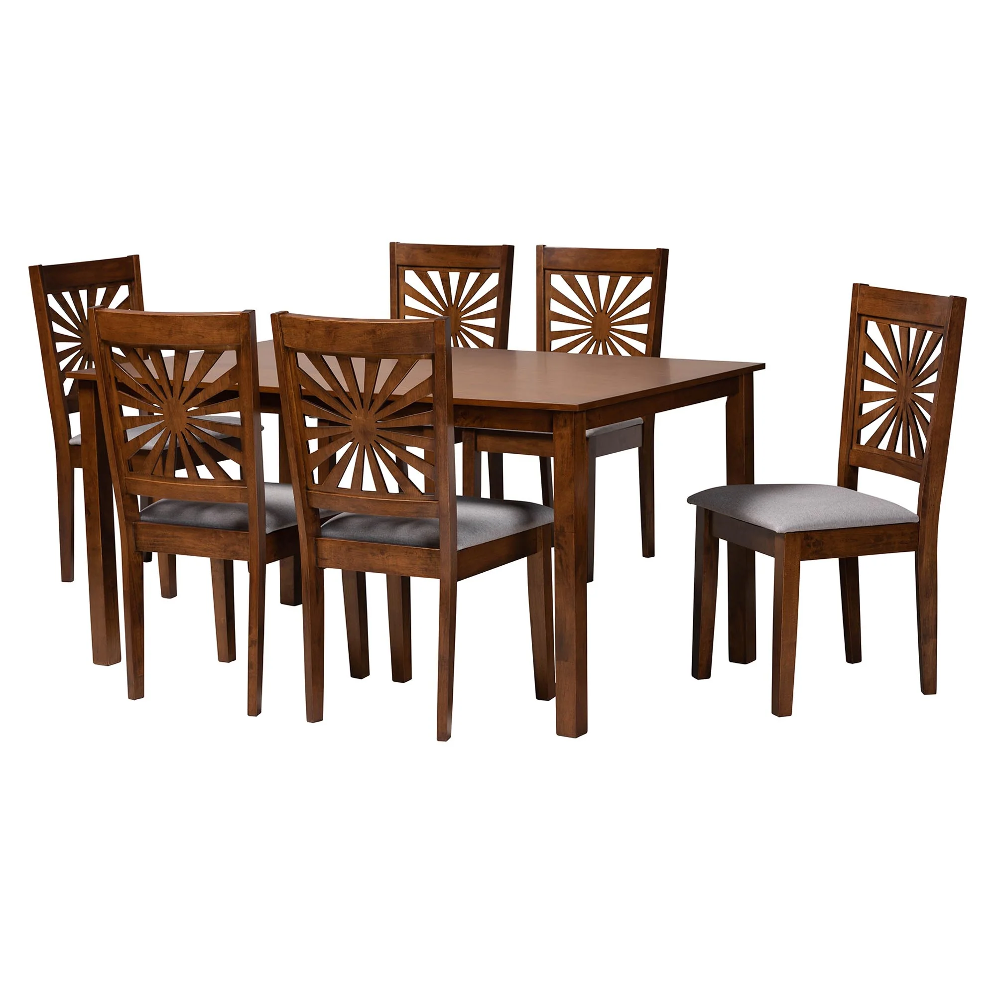 Baxton Studio Olympia Modern Beige Fabric and Espresso Brown Finished Wood 7-Piece Dining Set - Image 24
