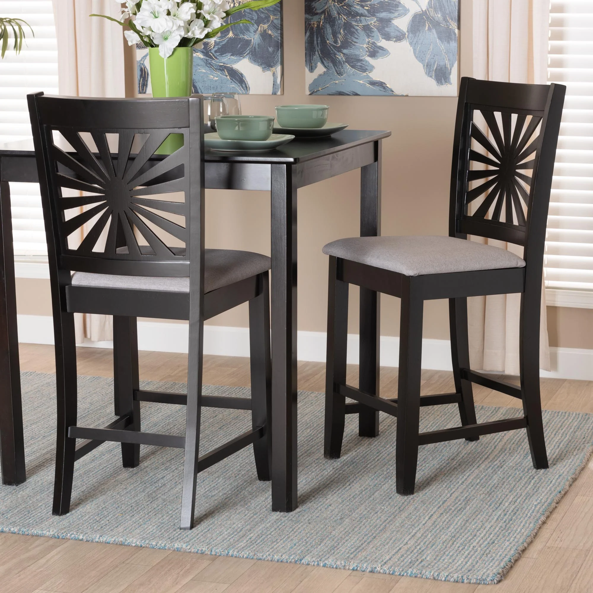 Baxton Studio Olympia Modern Beige Fabric and Espresso Brown Finished Wood Counter Stool - Image 10