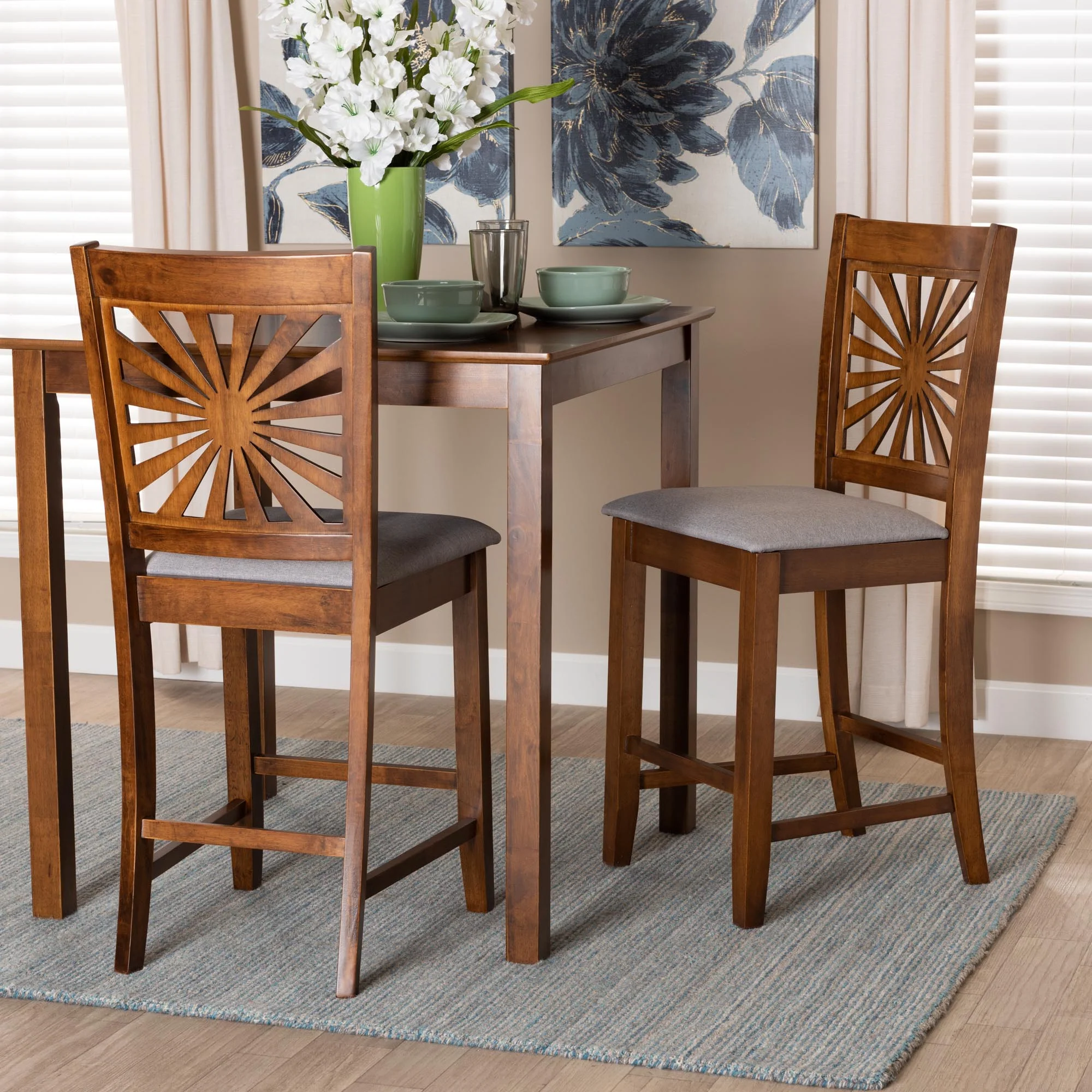 Baxton Studio Olympia Modern Beige Fabric and Espresso Brown Finished Wood Counter Stool - Image 19