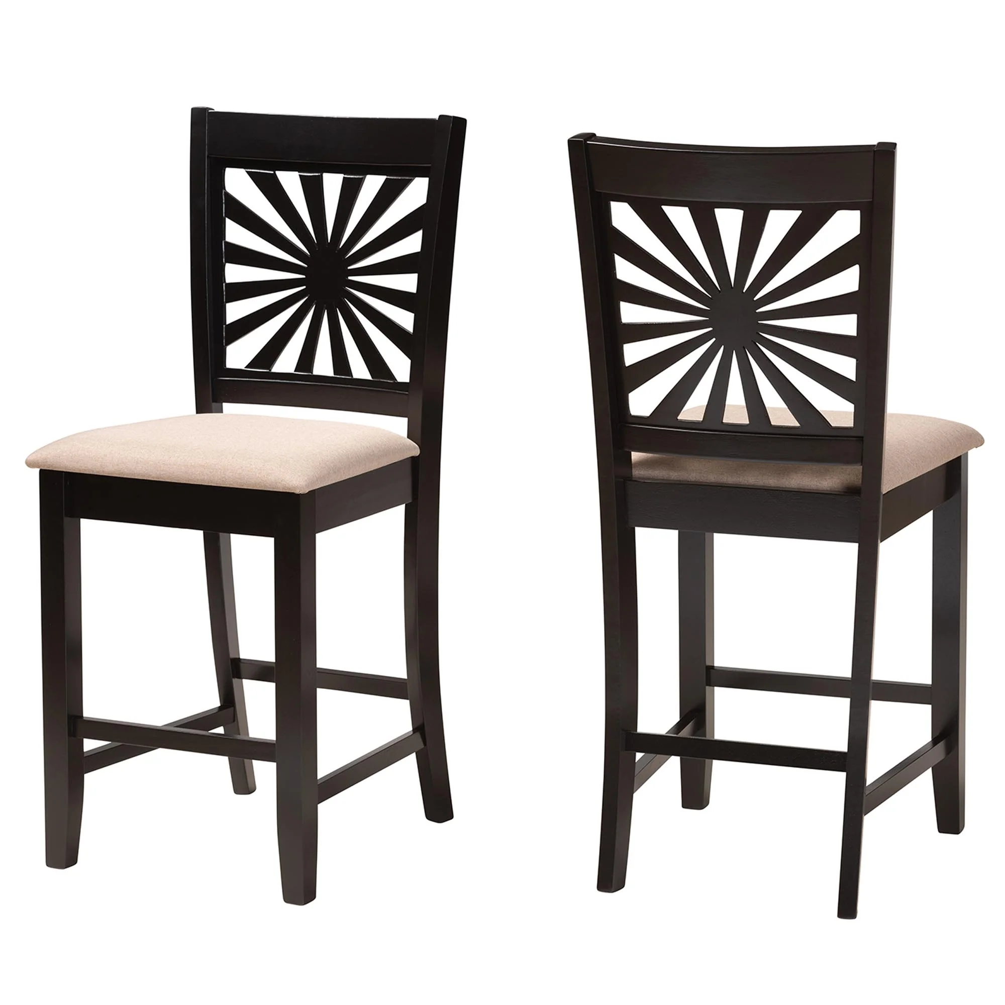 Baxton Studio Olympia Modern Beige Fabric and Espresso Brown Finished Wood Counter Stool - Image 2