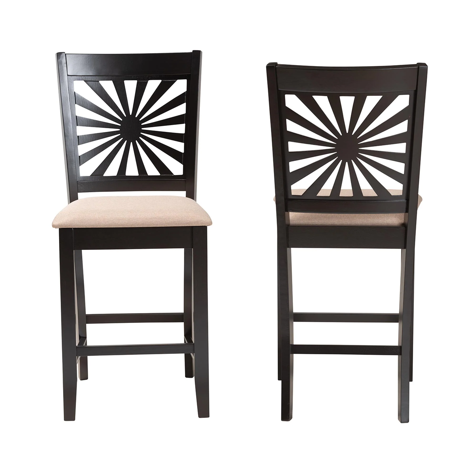 Baxton Studio Olympia Modern Beige Fabric and Espresso Brown Finished Wood Counter Stool - Image 3