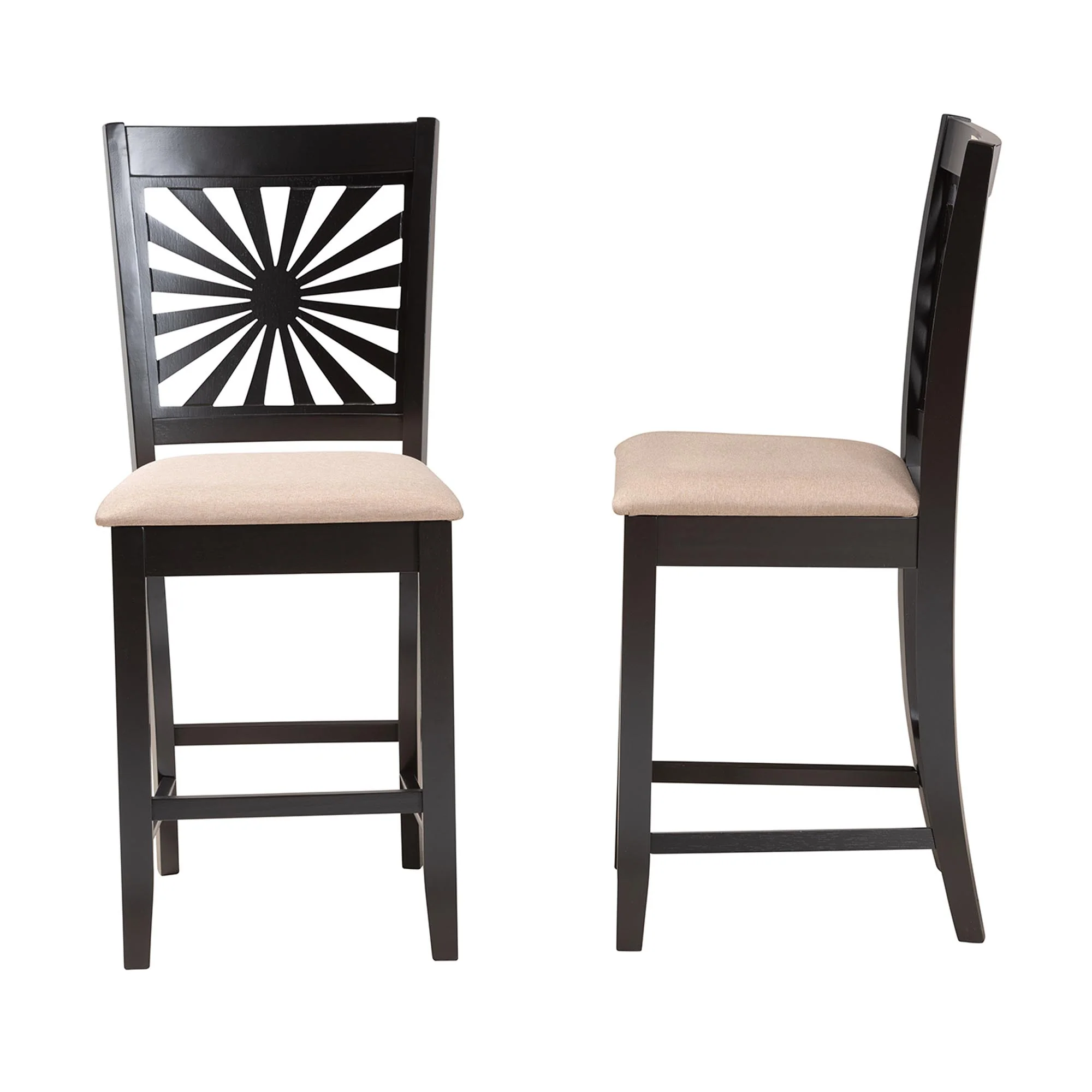 Baxton Studio Olympia Modern Beige Fabric and Espresso Brown Finished Wood Counter Stool - Image 4
