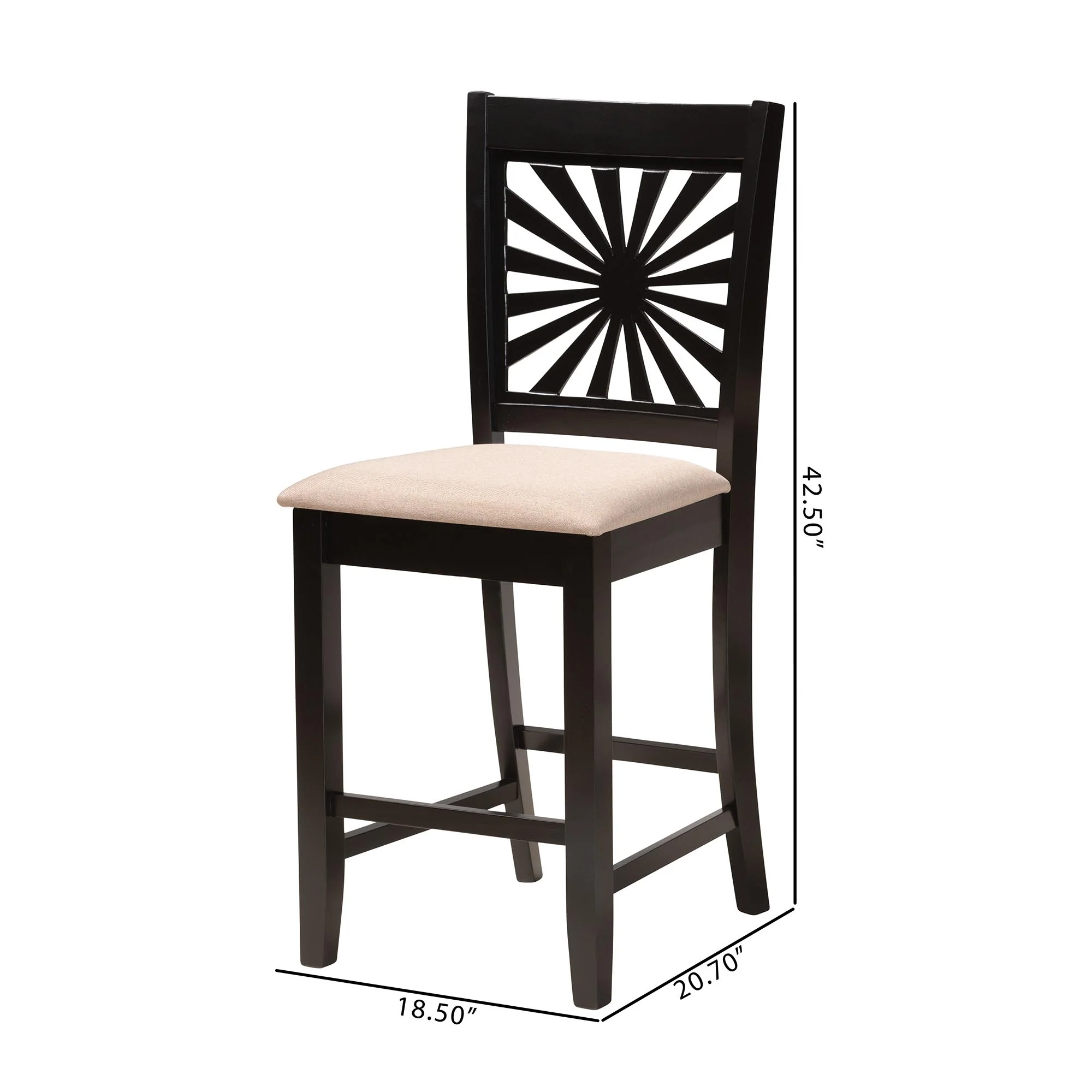 Baxton Studio Olympia Modern Beige Fabric and Espresso Brown Finished Wood Counter Stool - Image 8