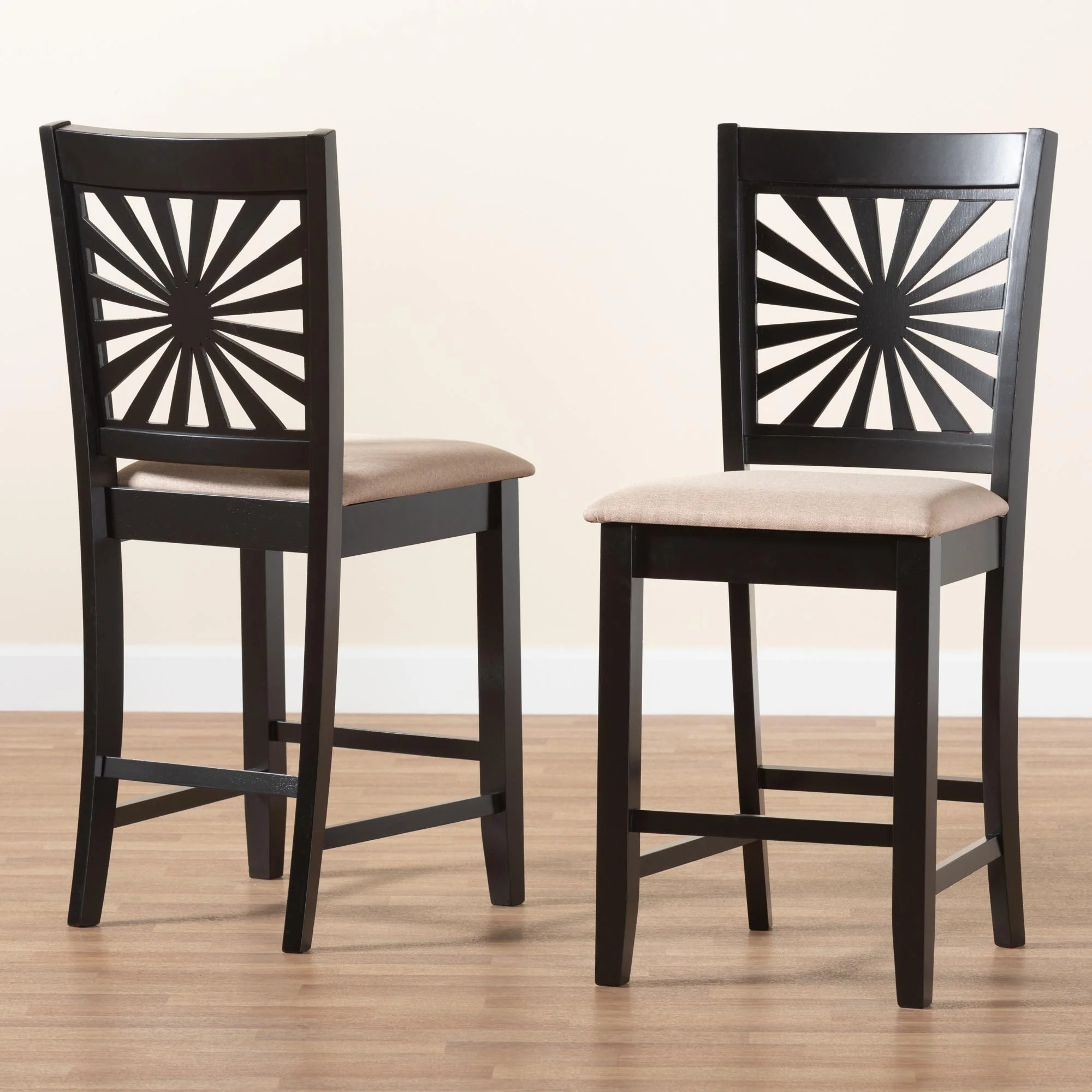 Baxton Studio Olympia Modern Beige Fabric and Espresso Brown Finished Wood Counter Stool - Image 9