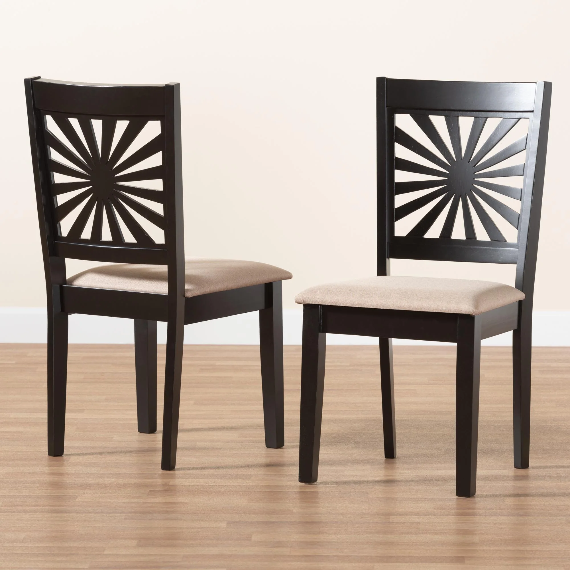 Baxton Studio Olympia Modern Beige Fabric and Espresso Brown Finished Wood Dining Chair - Image 2