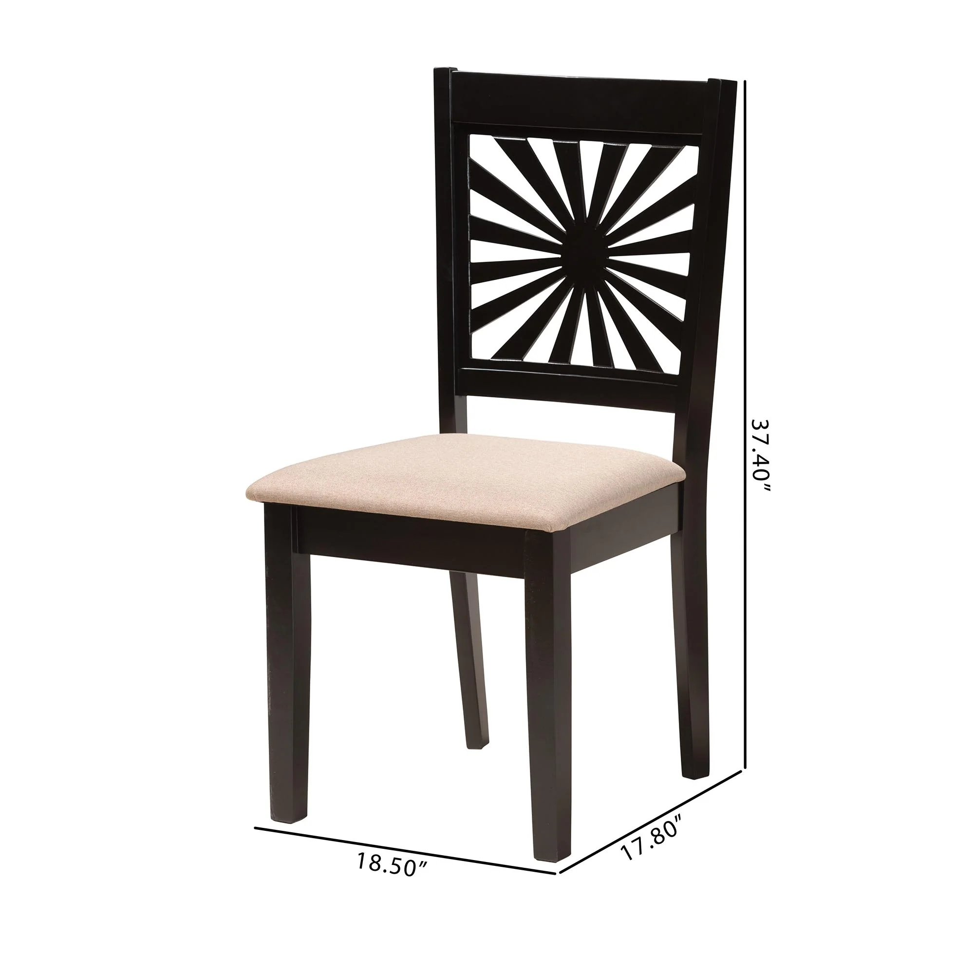 Baxton Studio Olympia Modern Beige Fabric and Espresso Brown Finished Wood Dining Chair - Image 3