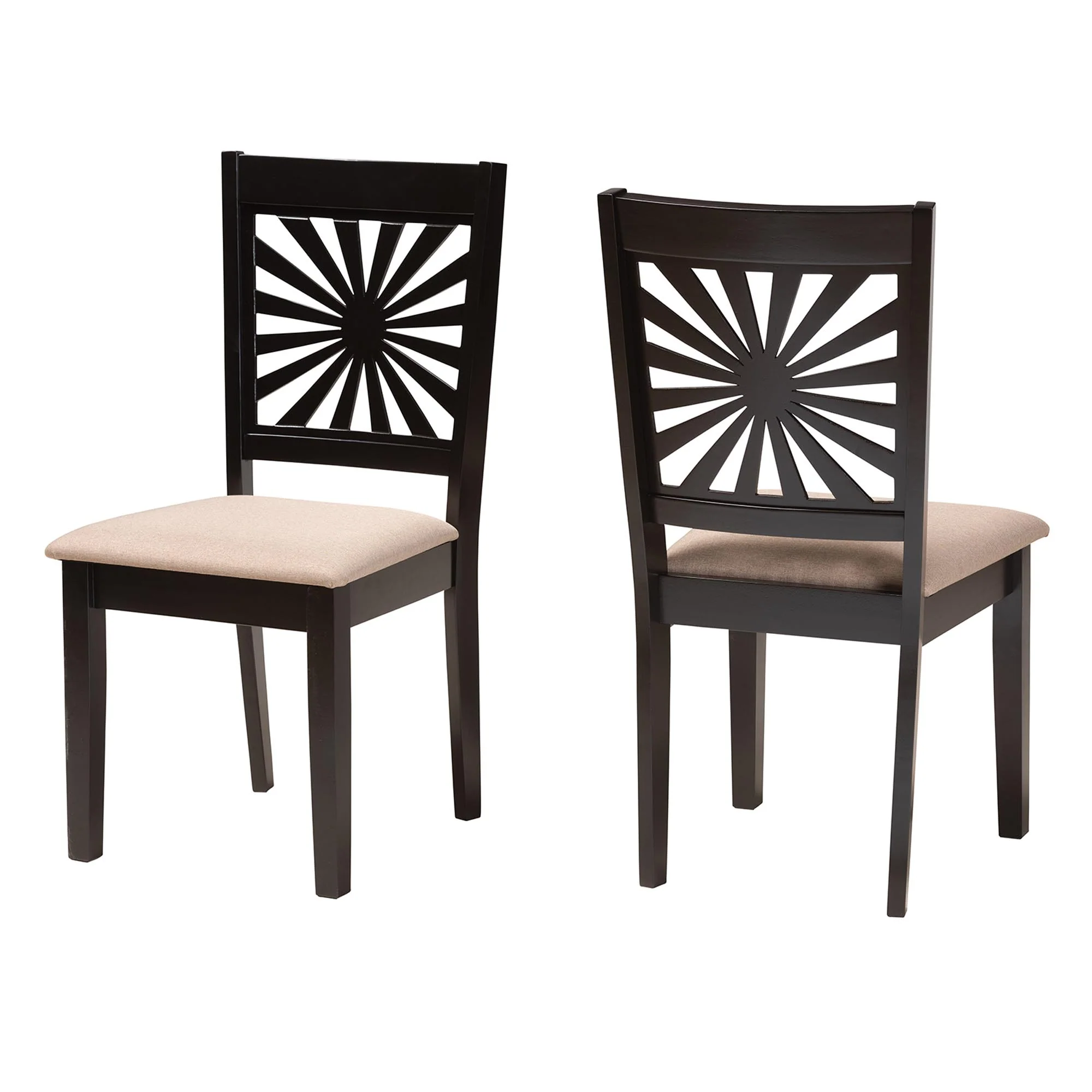 Baxton Studio Olympia Modern Beige Fabric and Espresso Brown Finished Wood Dining Chair - Image 4