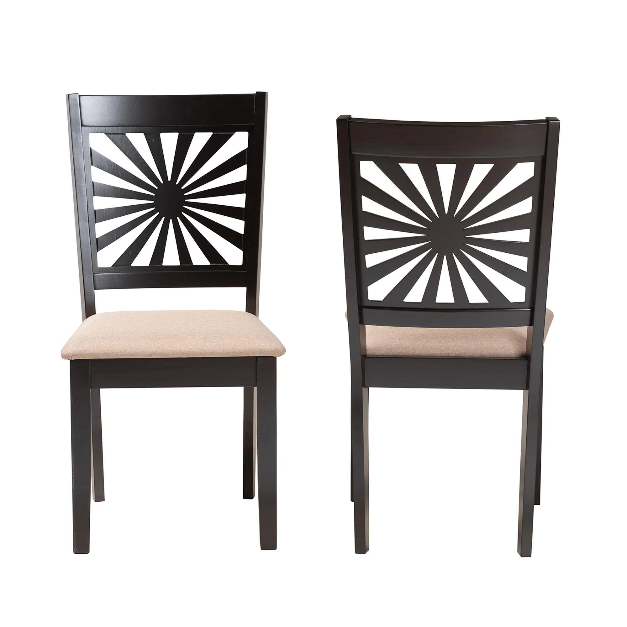Baxton Studio Olympia Modern Beige Fabric and Espresso Brown Finished Wood Dining Chair - Image 5
