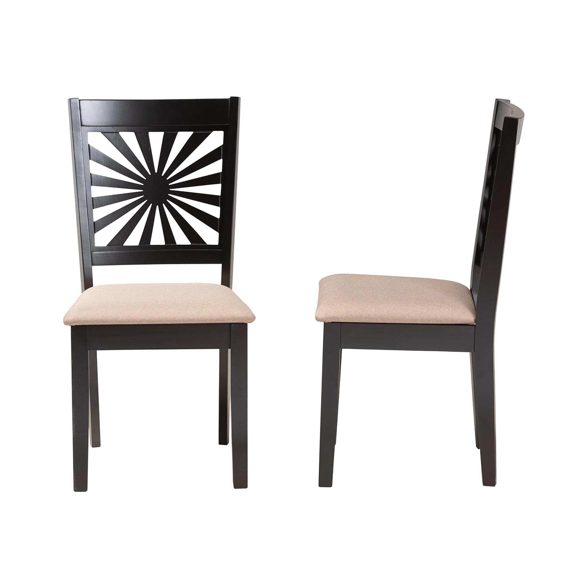 Baxton Studio Olympia Modern Beige Fabric and Espresso Brown Finished Wood Dining Chair - Image 6