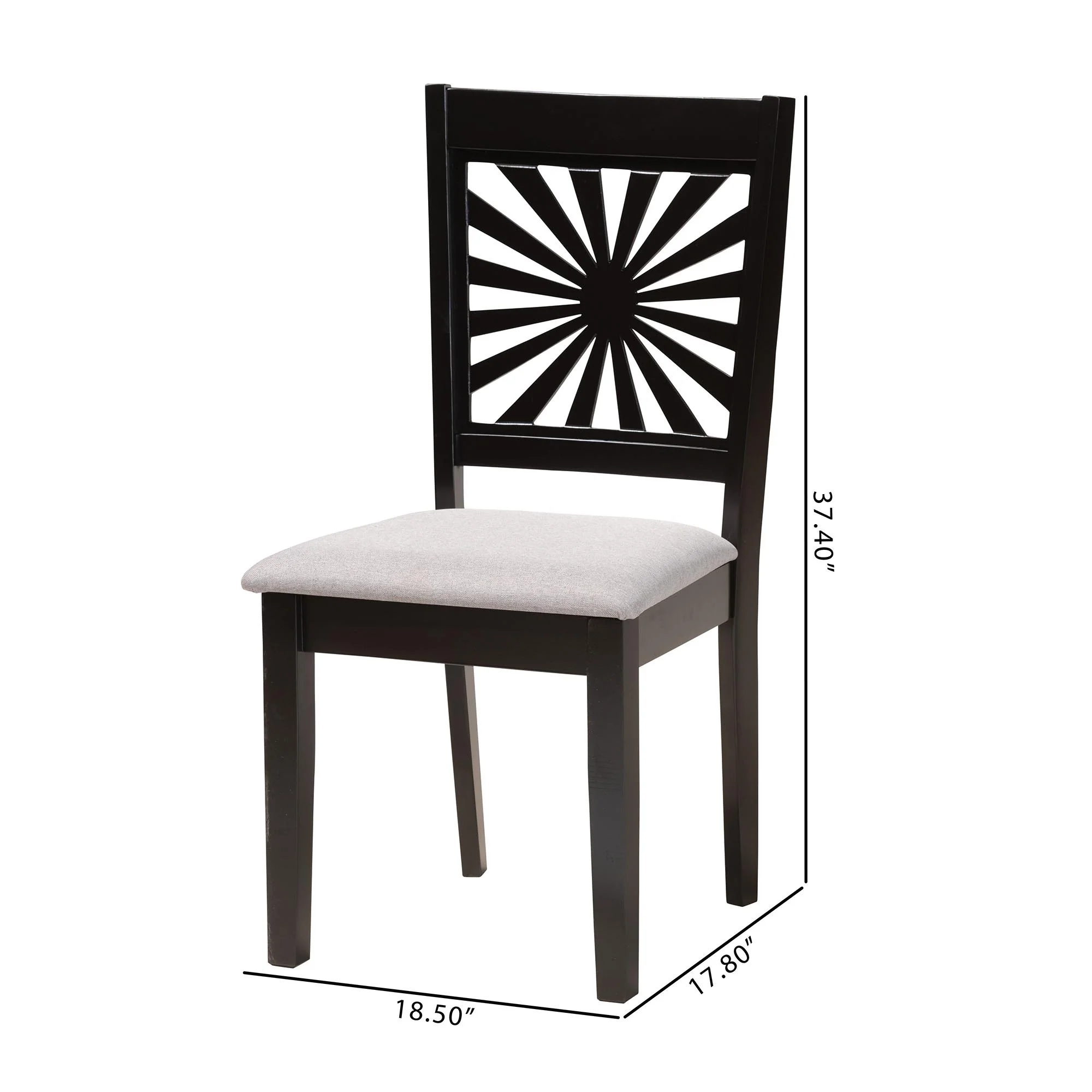 Baxton Studio Olympia Modern Grey Fabric and Espresso Brown Finished Wood Dining Chair - Image 8