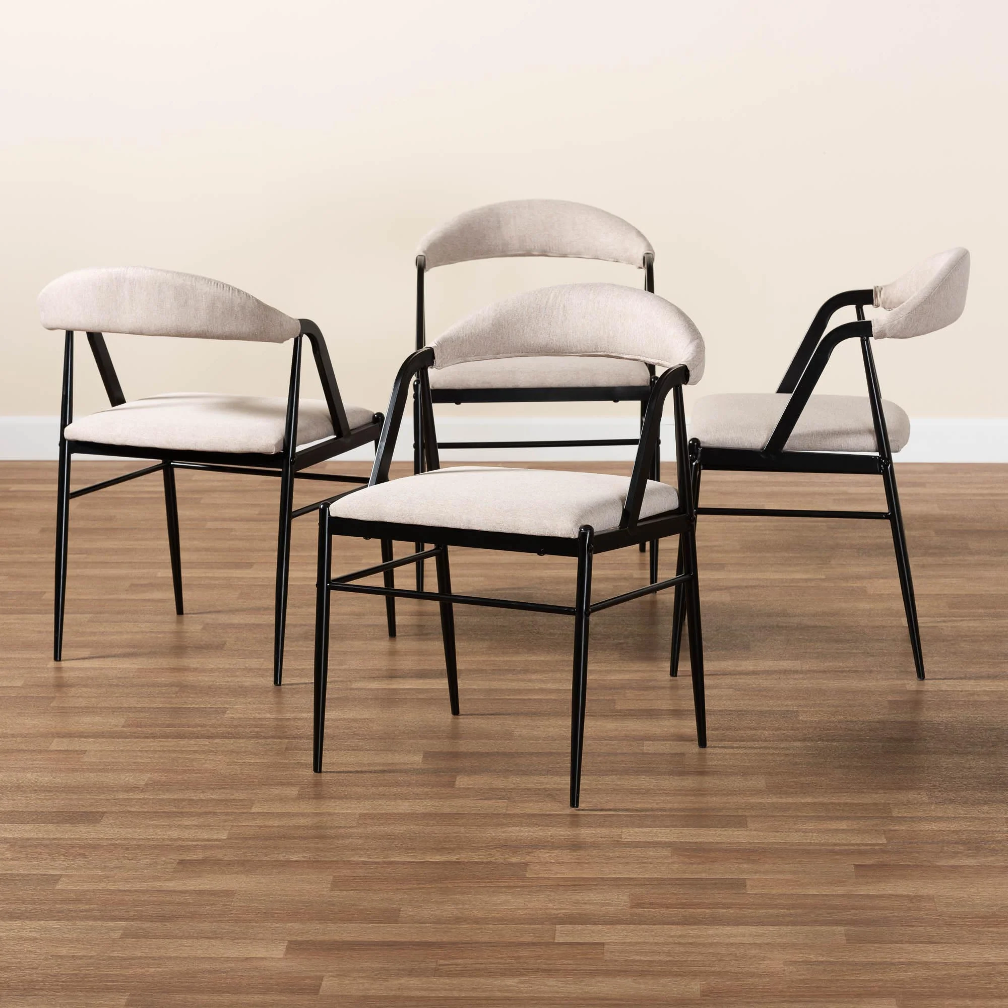 Baxton Studio Orrin Modern Industrial Beige Fabric and Metal Dining Chair - Image 3
