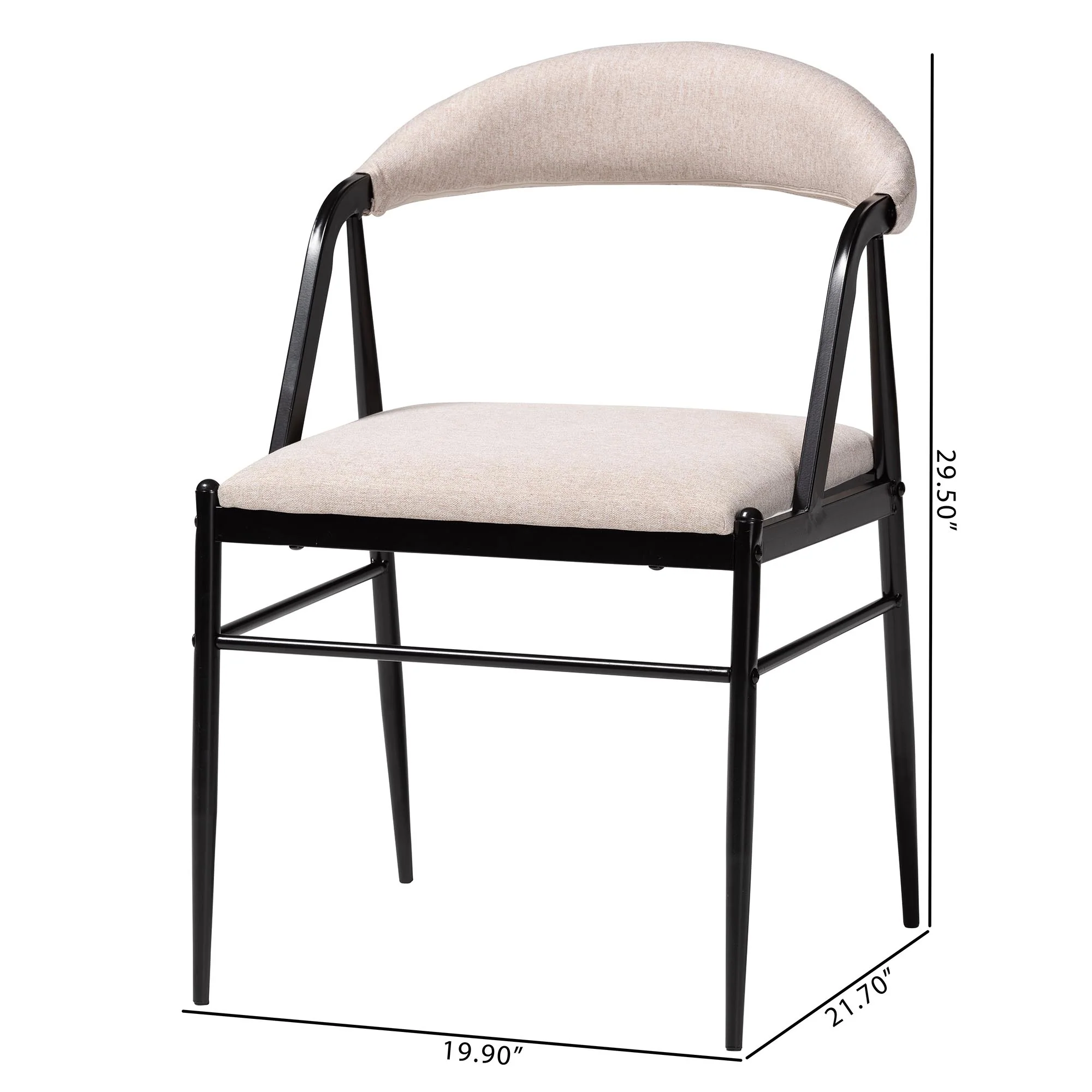 Baxton Studio Orrin Modern Industrial Beige Fabric and Metal Dining Chair - Image 4