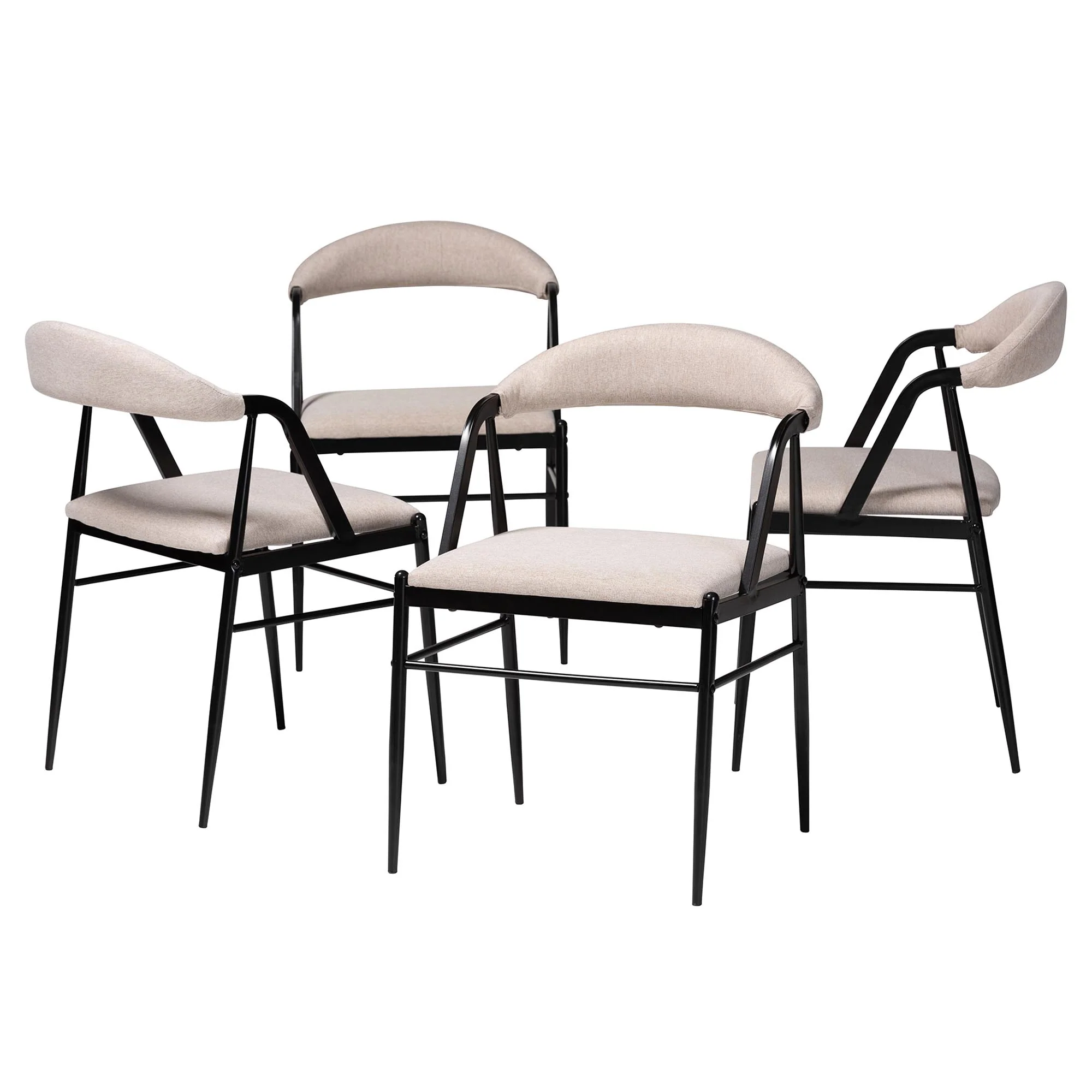 Baxton Studio Orrin Modern Industrial Beige Fabric and Metal Dining Chair - Image 5