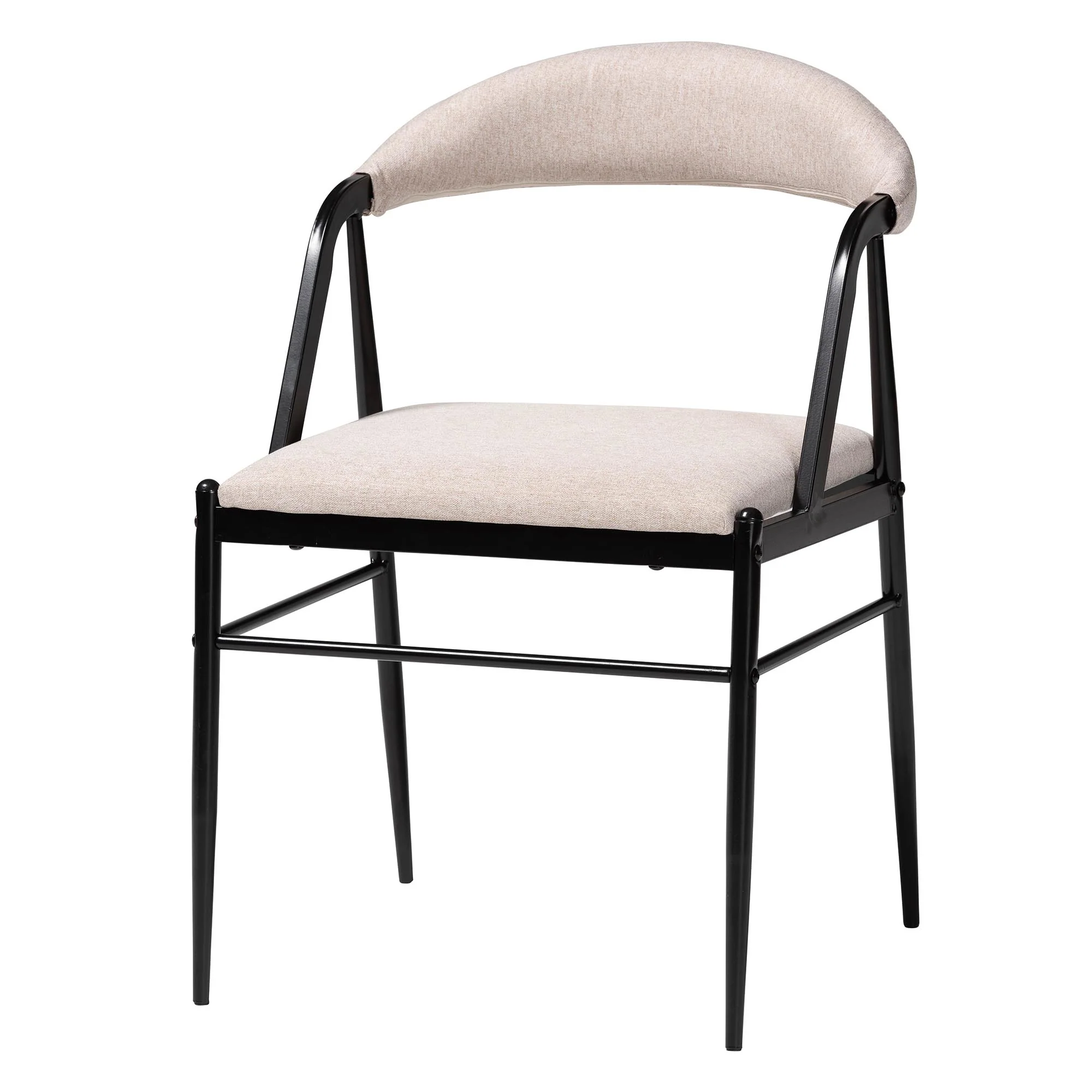 Baxton Studio Orrin Modern Industrial Beige Fabric and Metal Dining Chair - Image 6