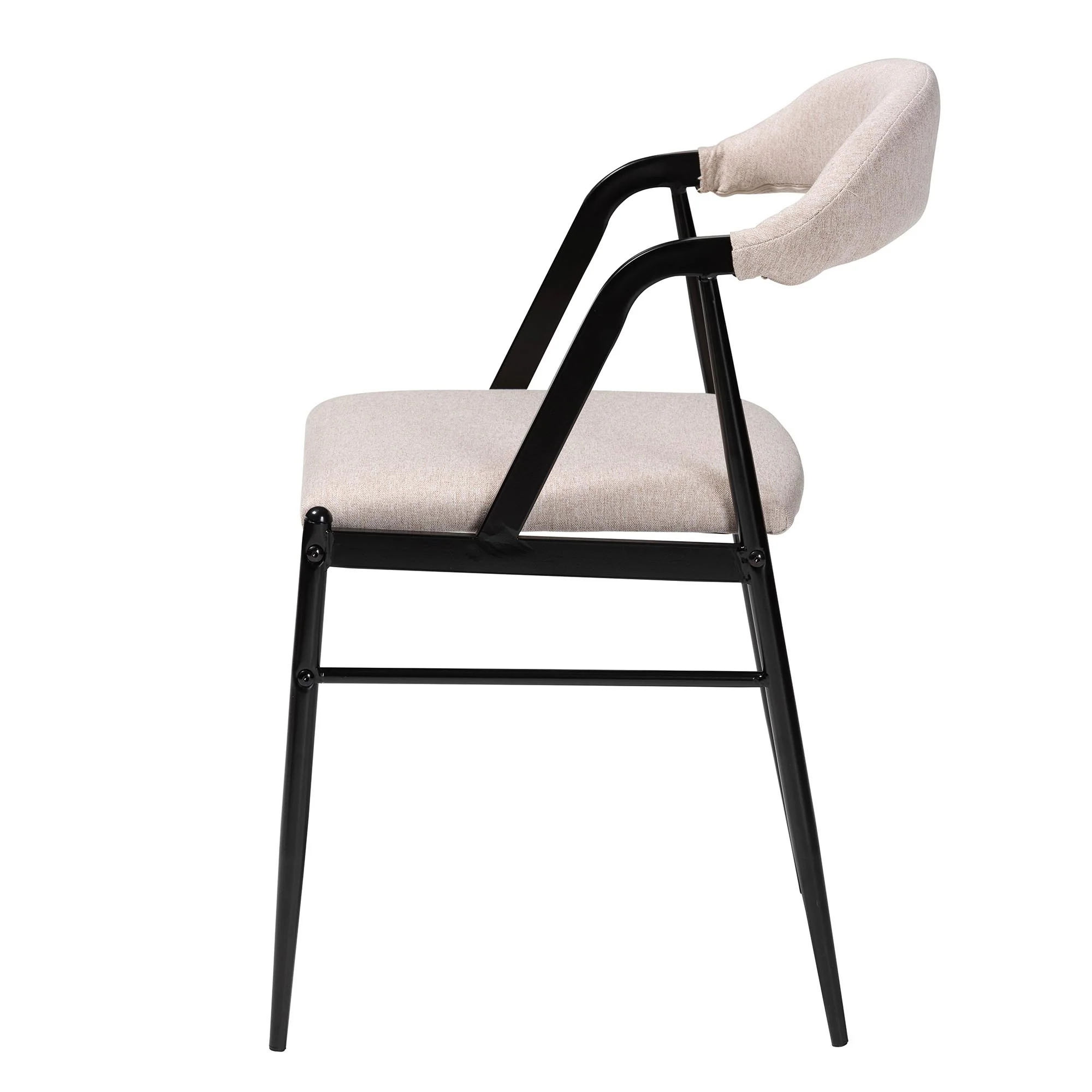 Baxton Studio Orrin Modern Industrial Beige Fabric and Metal Dining Chair - Image 8