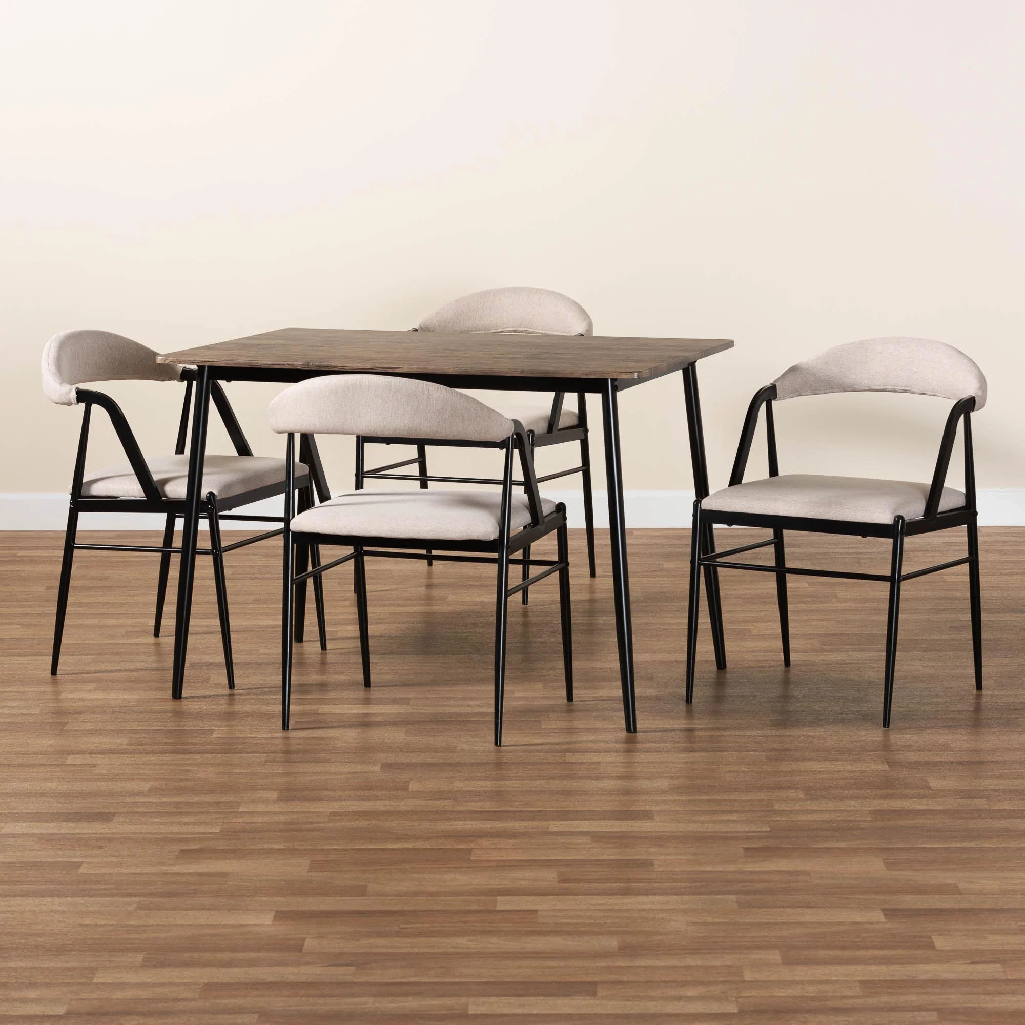 Baxton Studio Orrin Modern Industrial Beige Fabric and Metal Dining Set - Image 2