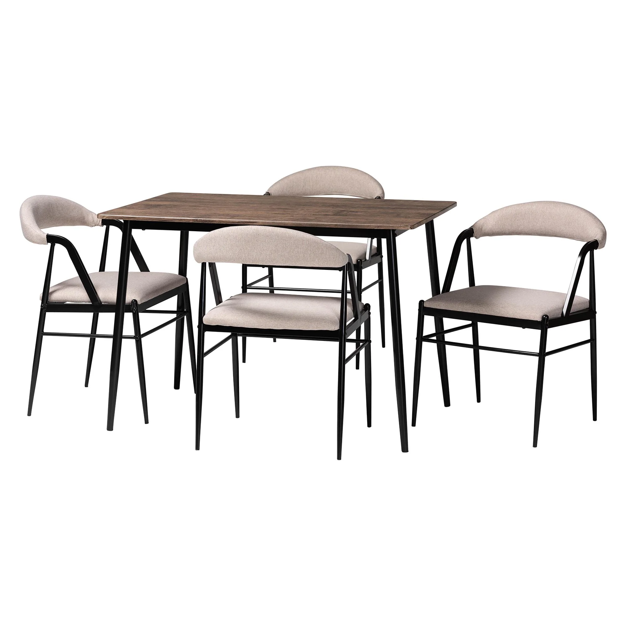 Baxton Studio Orrin Modern Industrial Beige Fabric and Metal Dining Set - Image 4