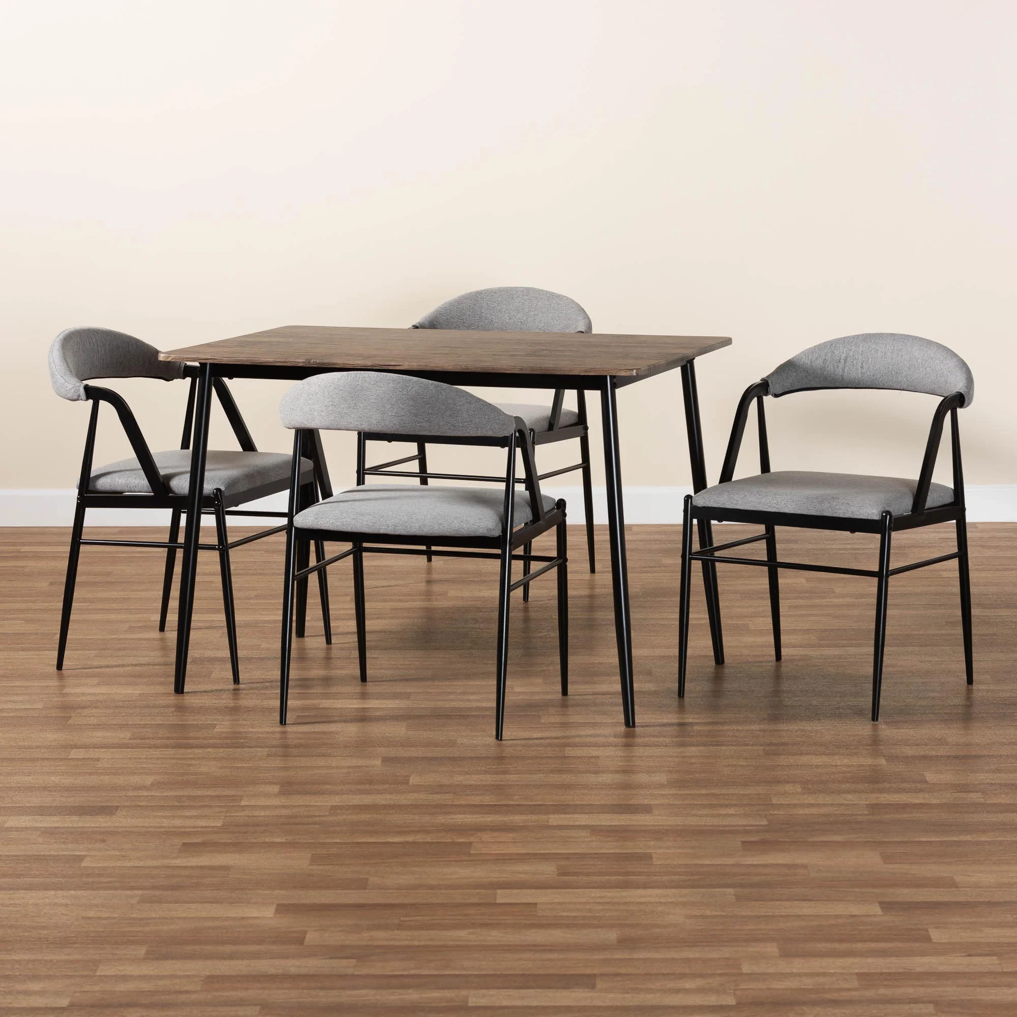 Baxton Studio Orrin Modern Industrial Grey Fabric and Metal Dining Set - Image 2