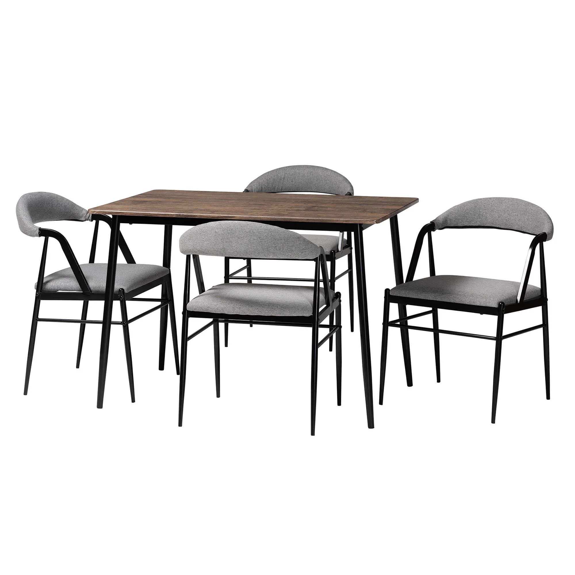 Baxton Studio Orrin Modern Industrial Grey Fabric and Metal Dining Set - Image 4
