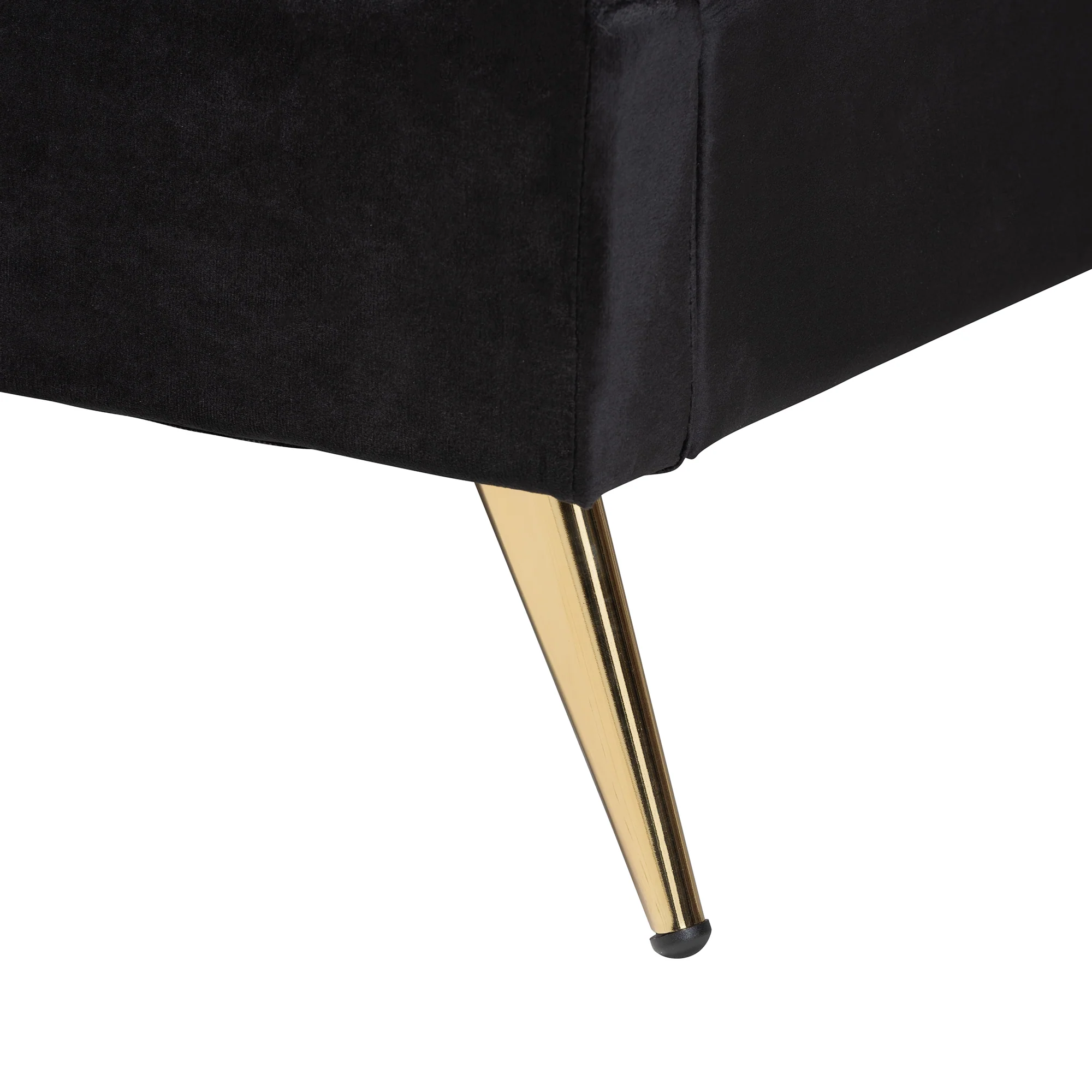 Baxton Studio Oxley Traditional Glam and Luxe Black Velvet and Gold Metal Queen Size Panel Bed - Image 6