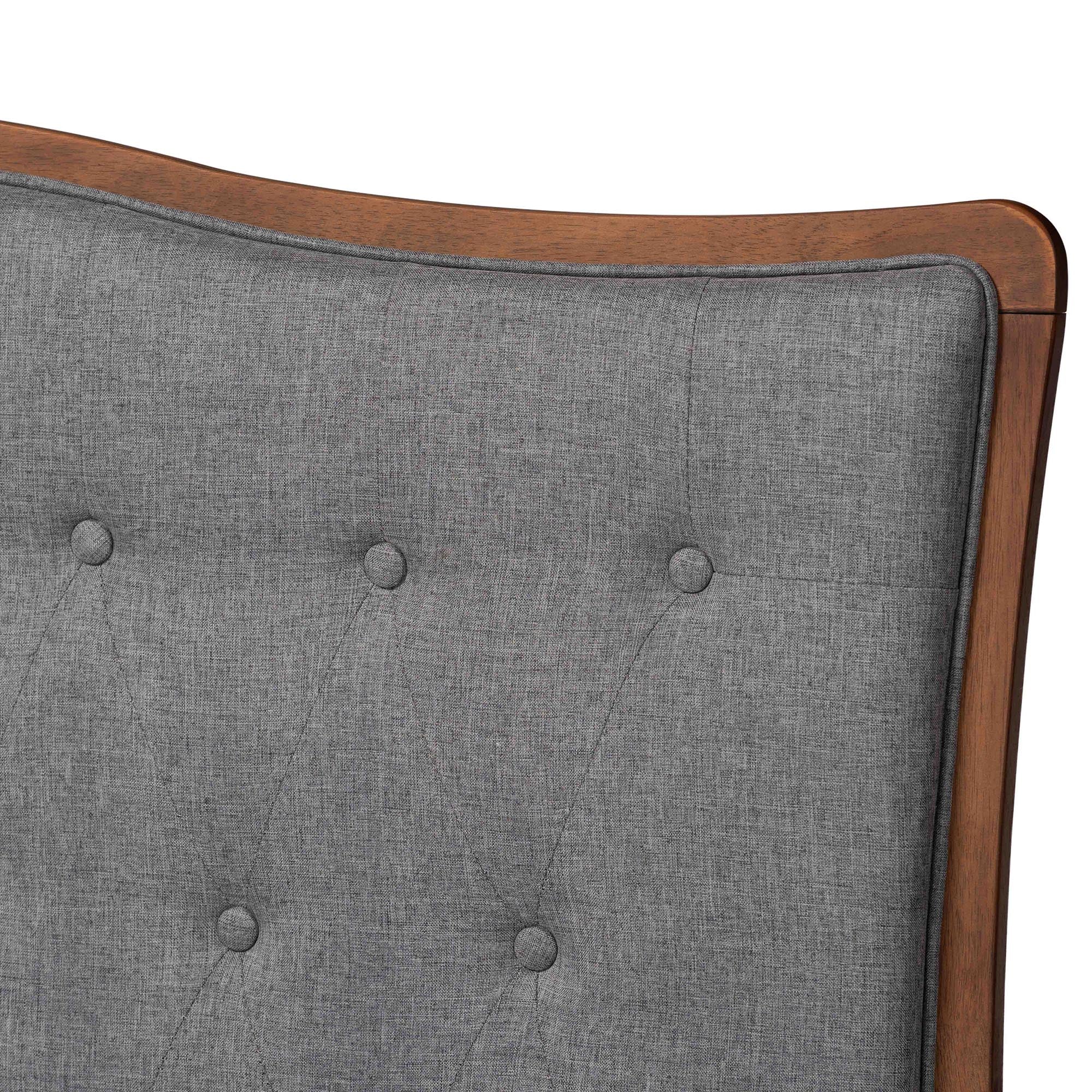 Baxton Studio Padilla Classic and Traditional Grey Fabric and Walnut Brown Finished Wood Queen Size Platform Bed - Image 5