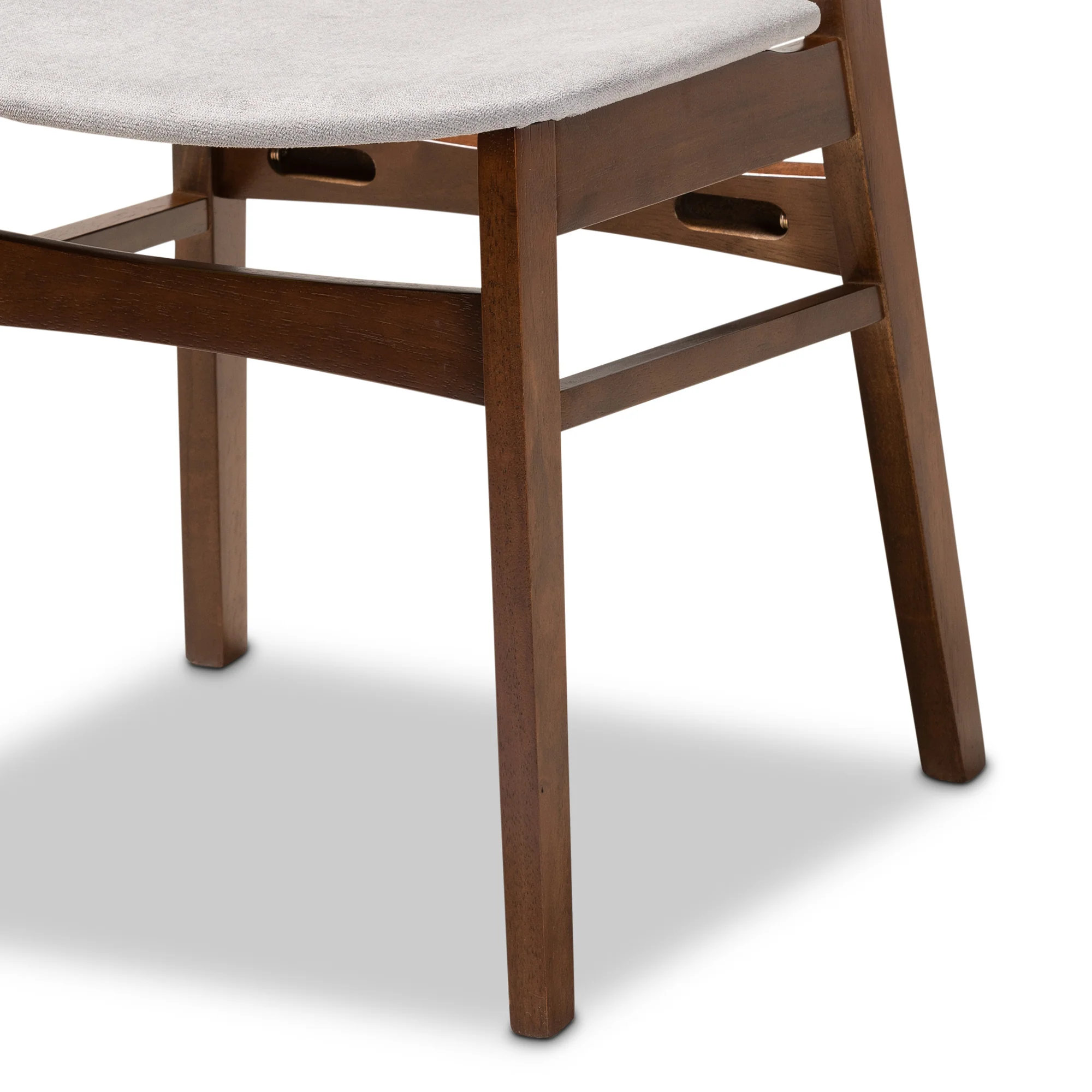 Baxton Studio Paras Mid-Century Modern Transitional Light Grey Fabric Upholstered and Walnut Brown Finished Wood 5-Piece Dining Set with Faux Marble Dining Table - Image 9