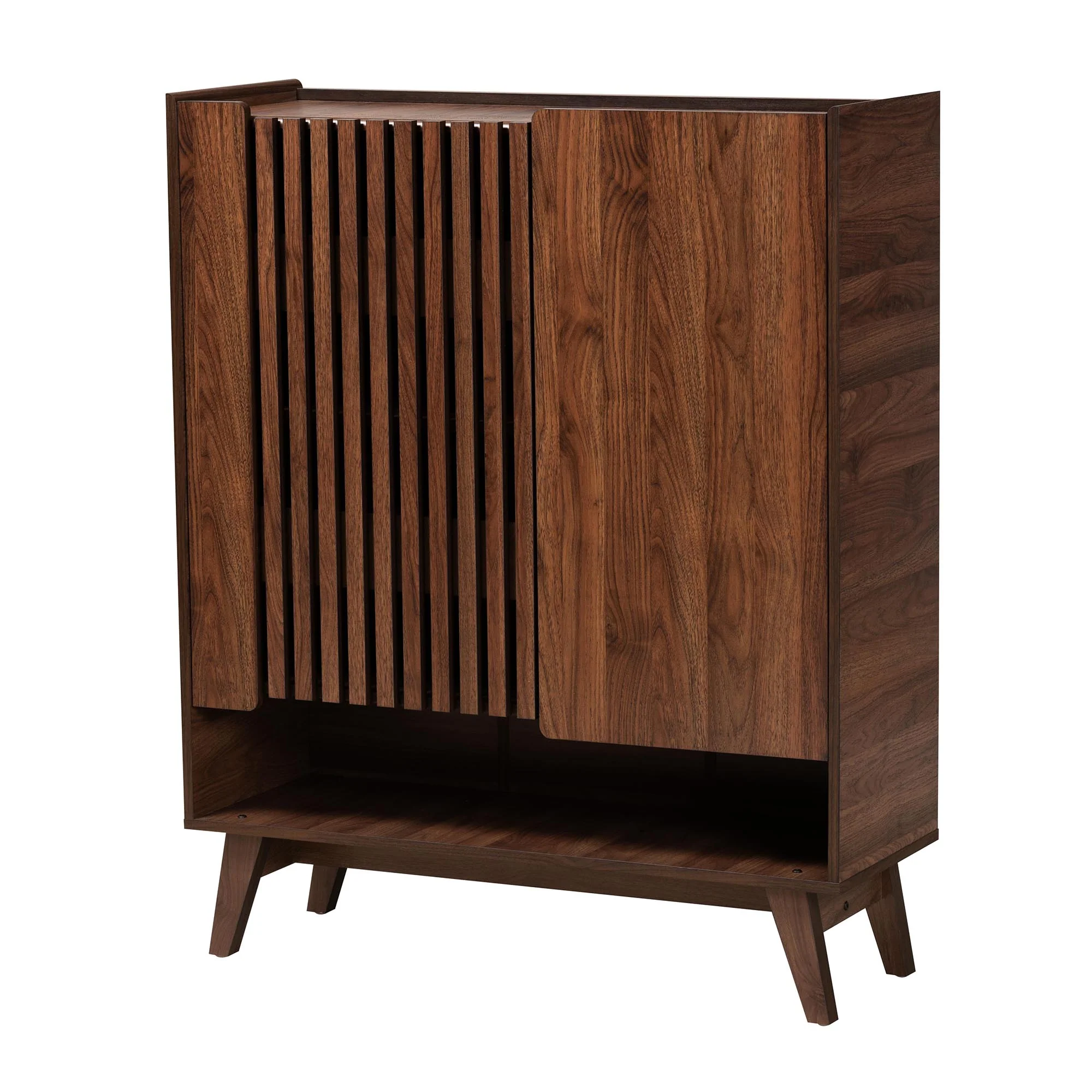 Baxton Studio Paricia Mid-Century Modern Walnut Brown Finished Wood Shoe Cabinet - Image 2
