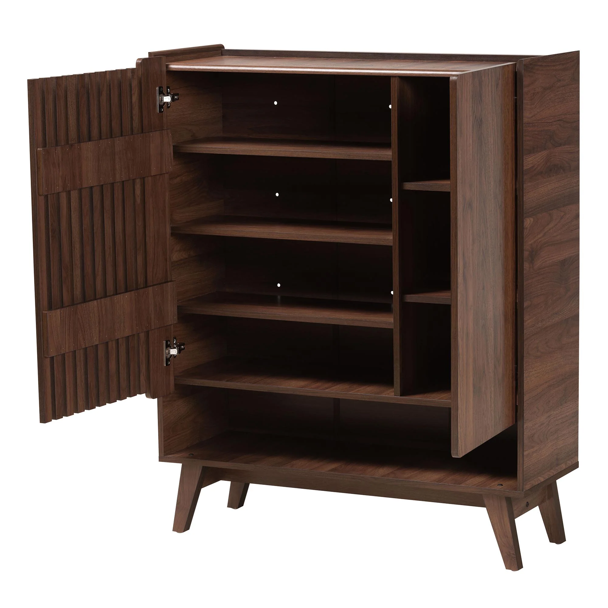 Baxton Studio Paricia Mid-Century Modern Walnut Brown Finished Wood Shoe Cabinet - Image 3