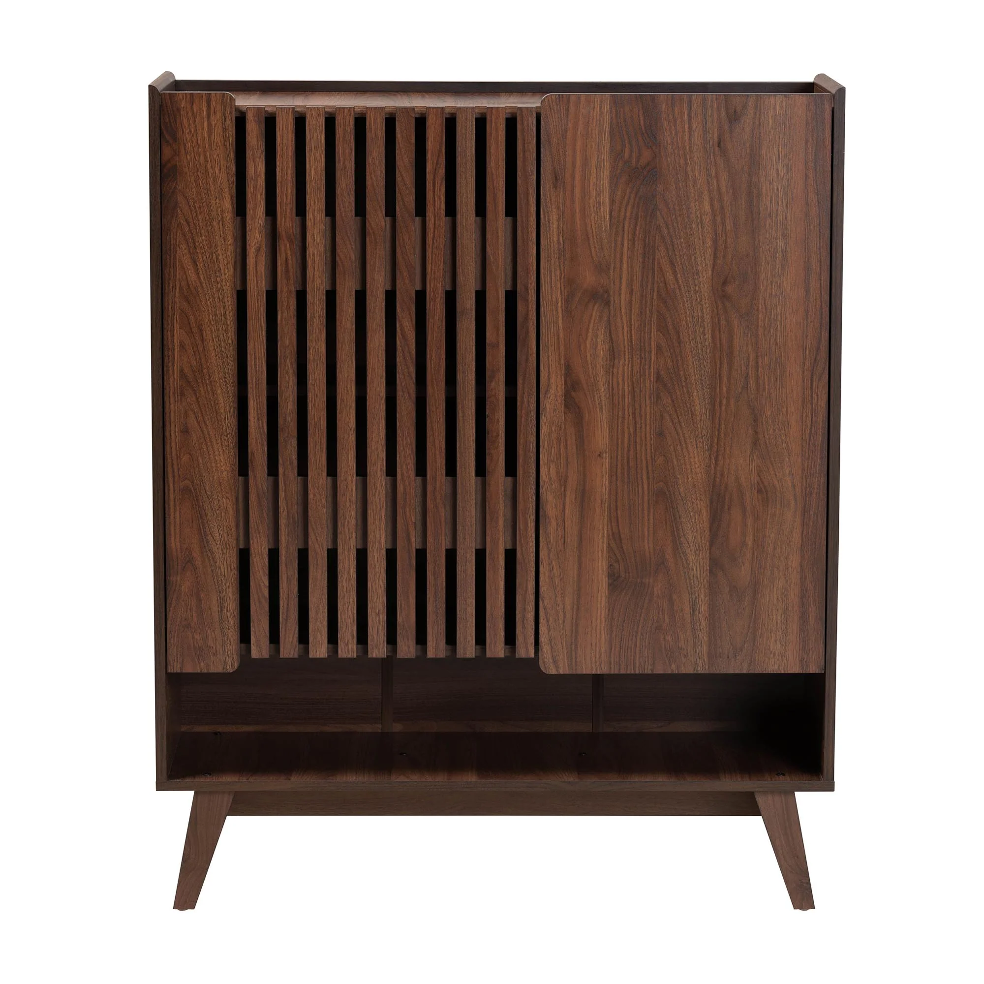 Baxton Studio Paricia Mid-Century Modern Walnut Brown Finished Wood Shoe Cabinet - Image 4