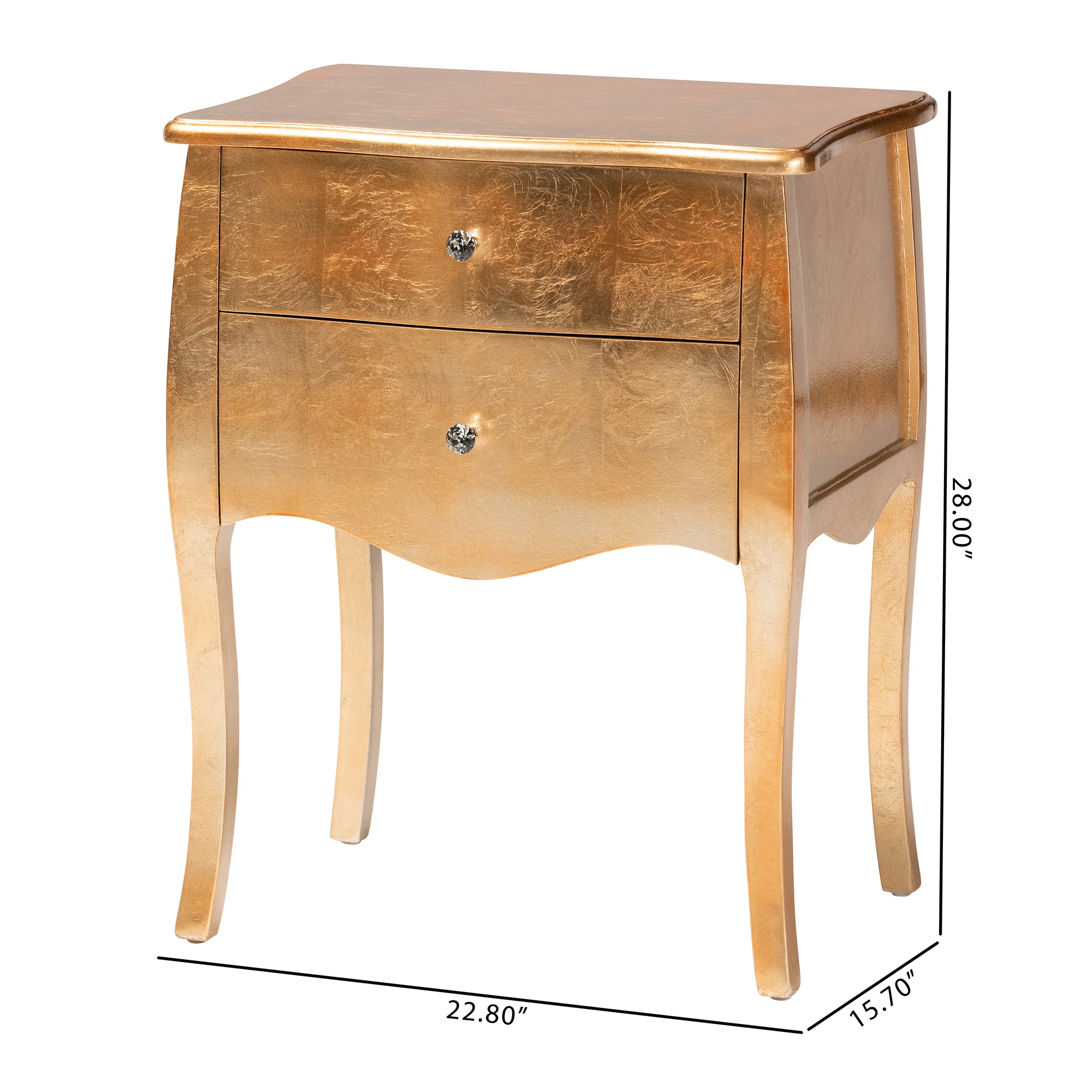 Baxton Studio Patrice Classic and Traditional Gold Finished Wood 2-Drawer End Table - Image 10