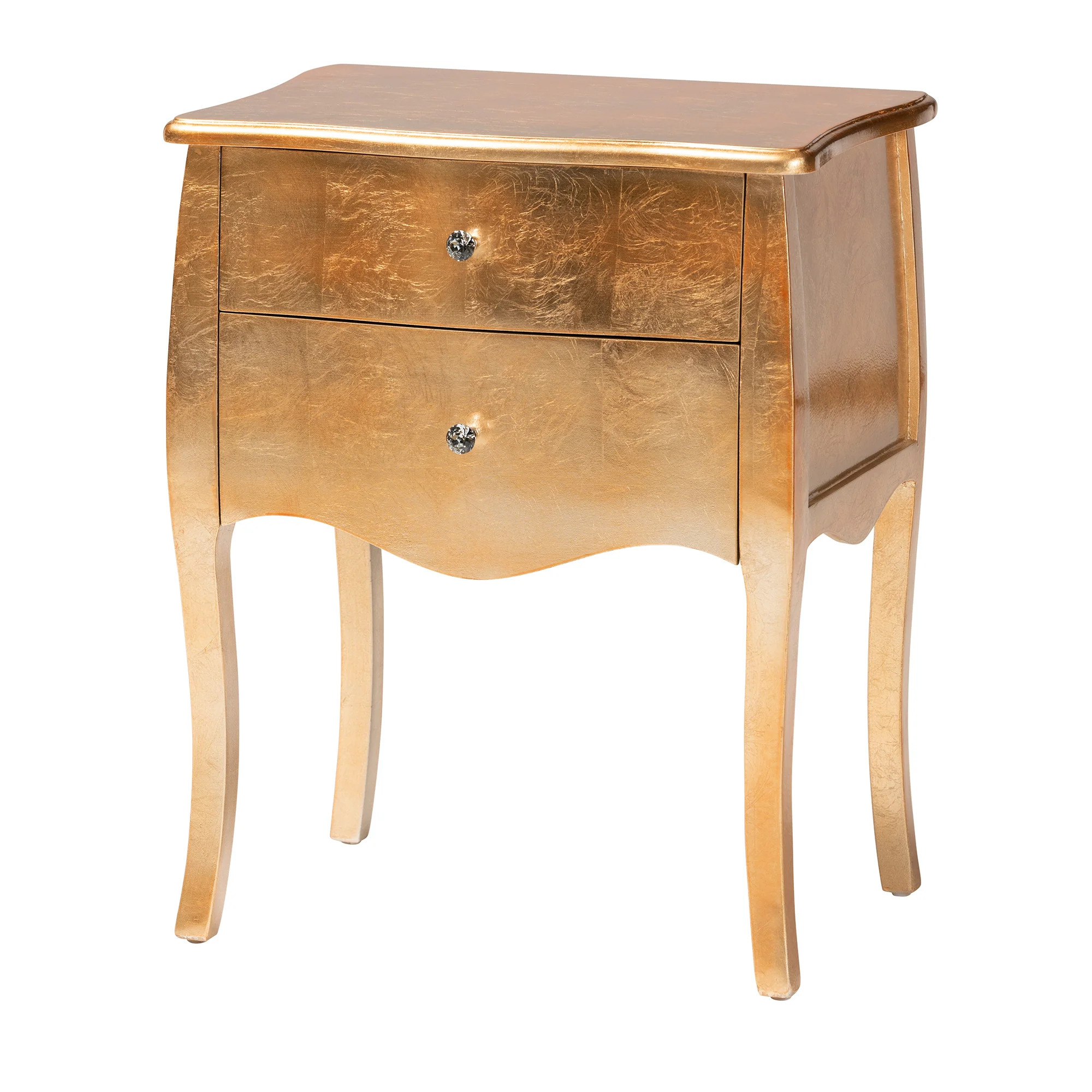 Baxton Studio Patrice Classic and Traditional Gold Finished Wood 2-Drawer End Table - Image 2
