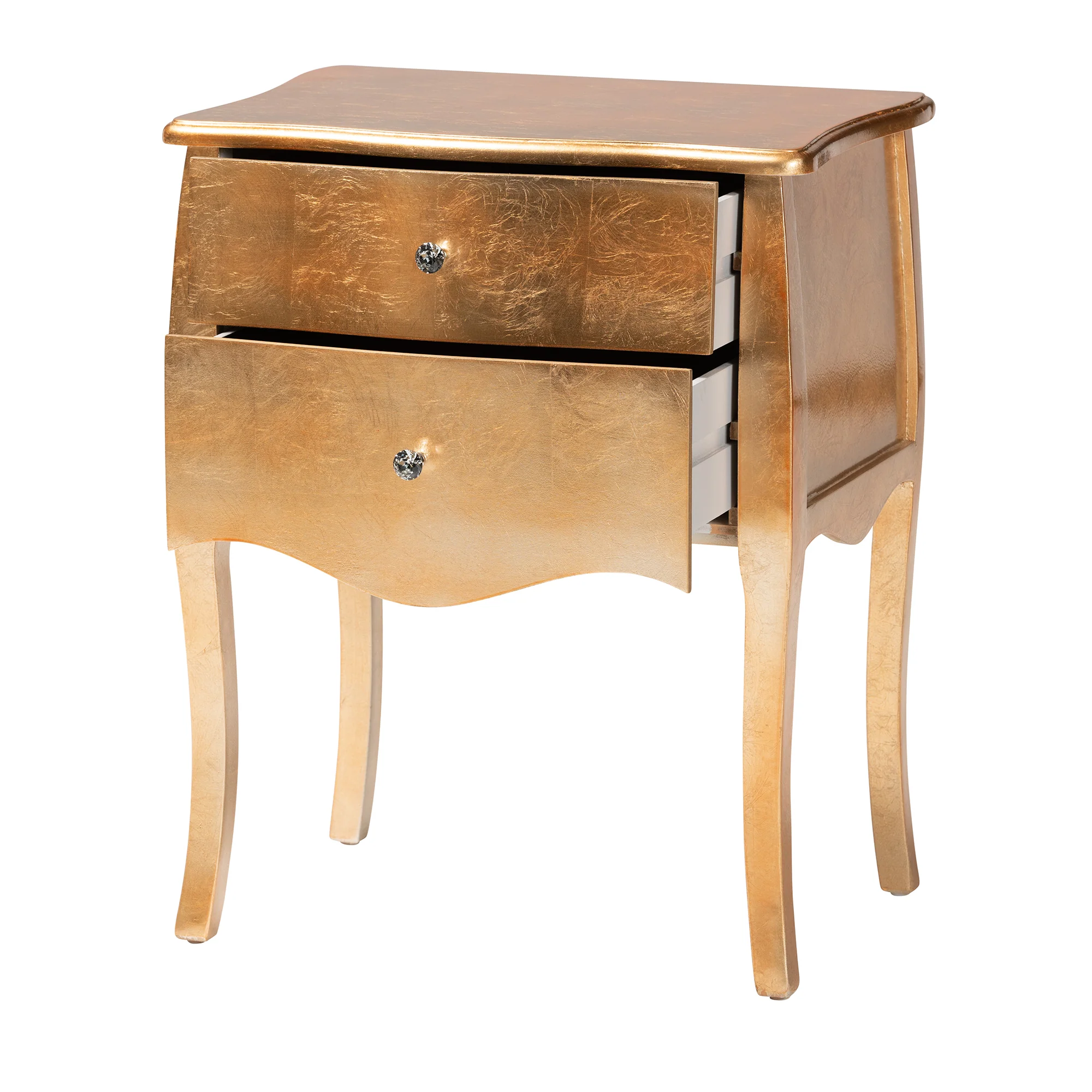 Baxton Studio Patrice Classic and Traditional Gold Finished Wood 2-Drawer End Table - Image 3