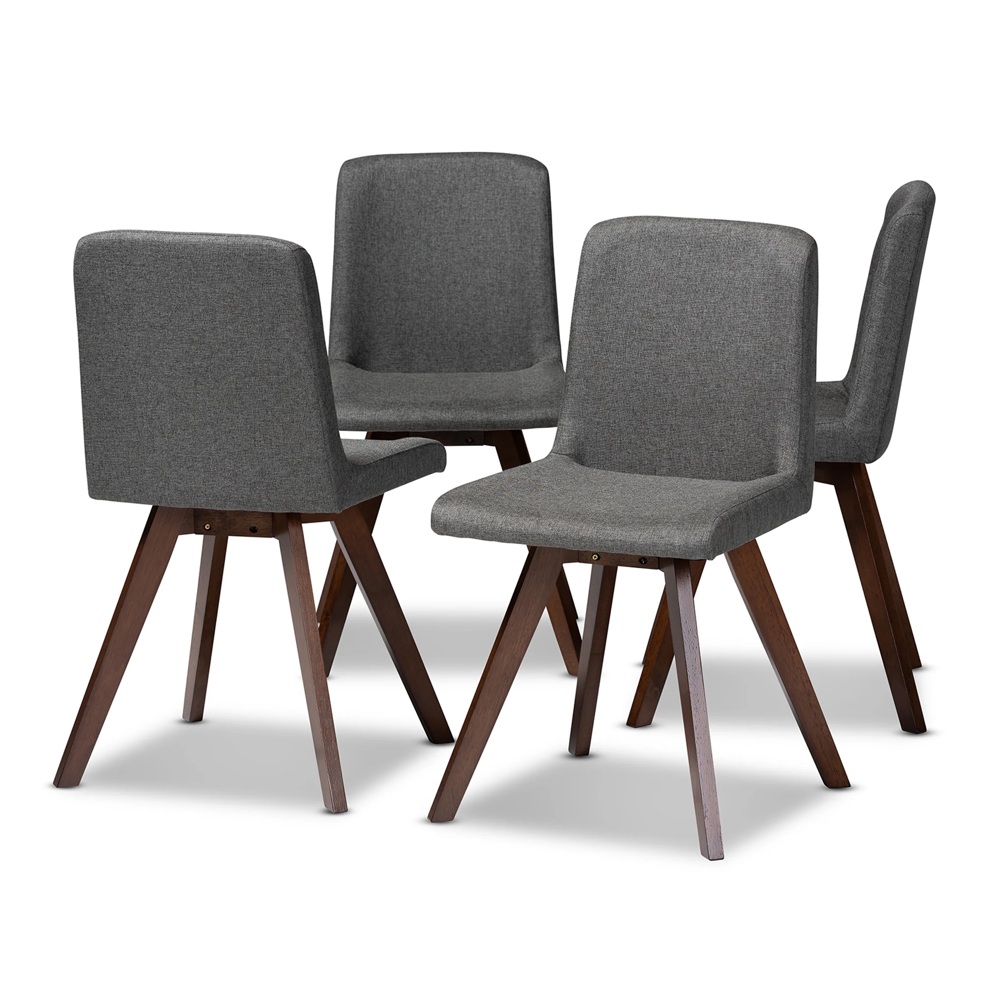 Baxton Studio Pernille Modern Transitional Grey Fabric Upholstered Walnut Finished 4-Piece Wood Dining Chair Set Set - Image 2