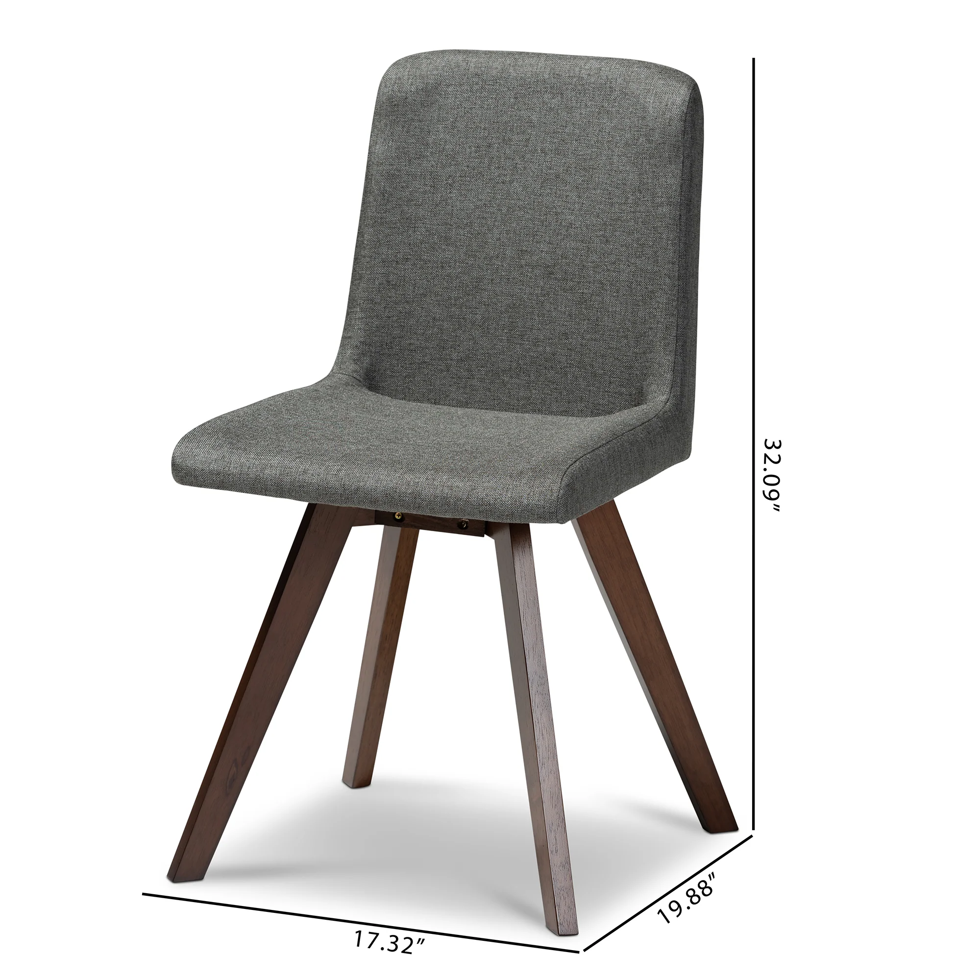 Baxton Studio Pernille Modern Transitional Grey Fabric Upholstered Walnut Finished 4-Piece Wood Dining Chair Set Set - Image 6