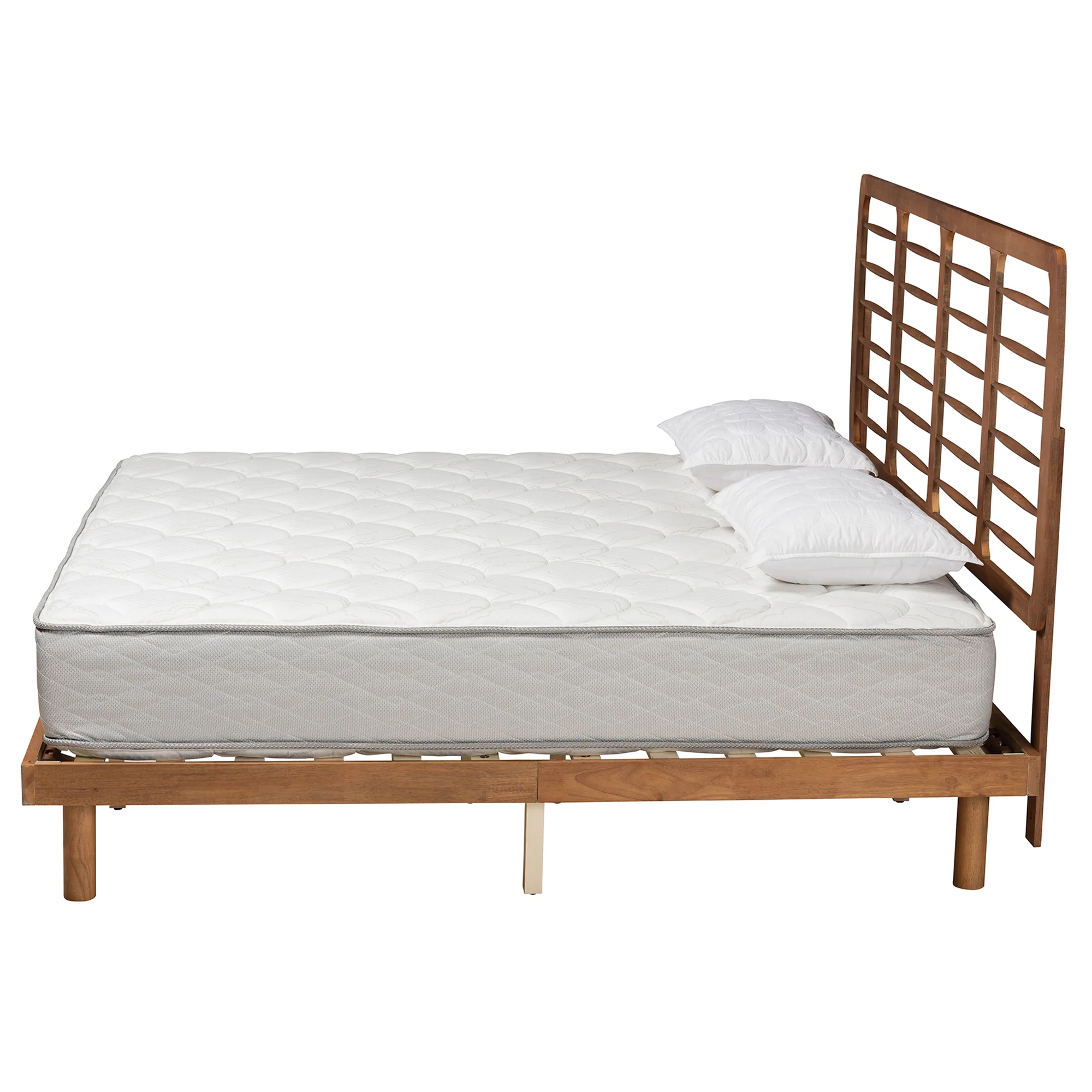Baxton Studio Petra Mid-Century Modern Ash Walnut Finished Wood King Size Platform Bed - Image 5