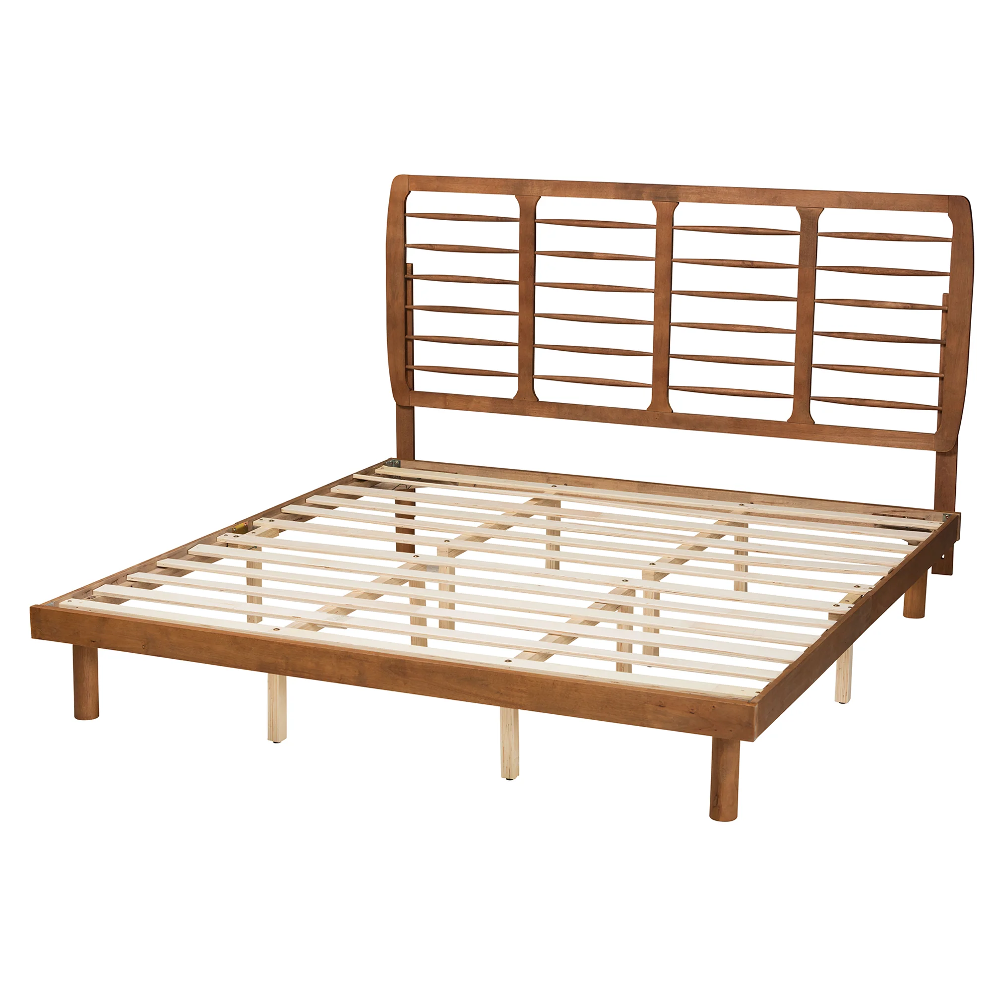 Baxton Studio Petra Mid-Century Modern Ash Walnut Finished Wood King Size Platform Bed - Image 6