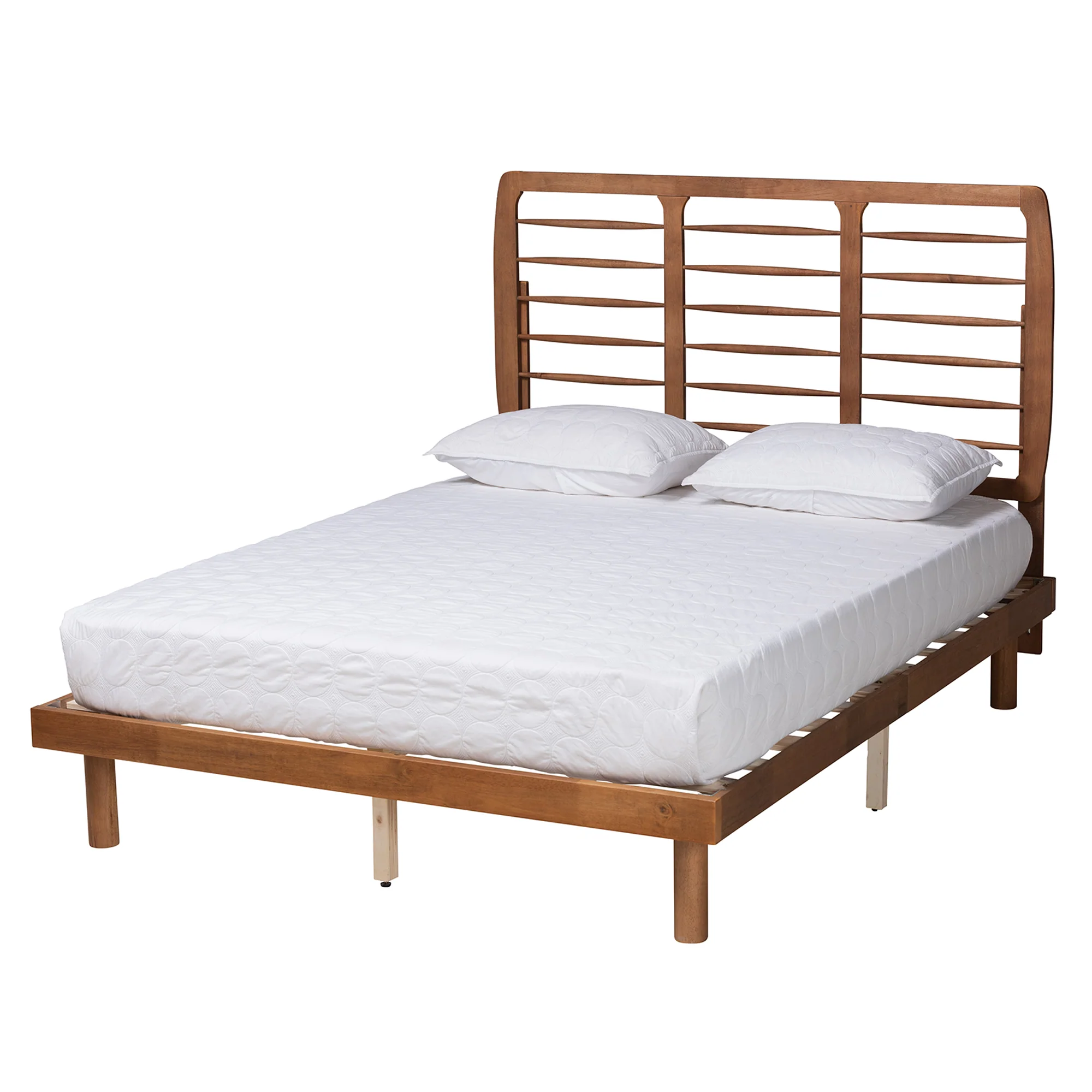 Baxton Studio Petra Mid-Century Modern Ash Walnut Finished Wood Queen Size Platform Bed - Image 2