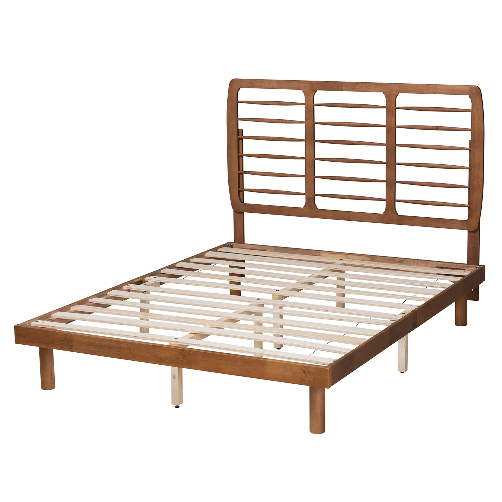 Baxton Studio Petra Mid-Century Modern Ash Walnut Finished Wood Queen Size Platform Bed - Image 4