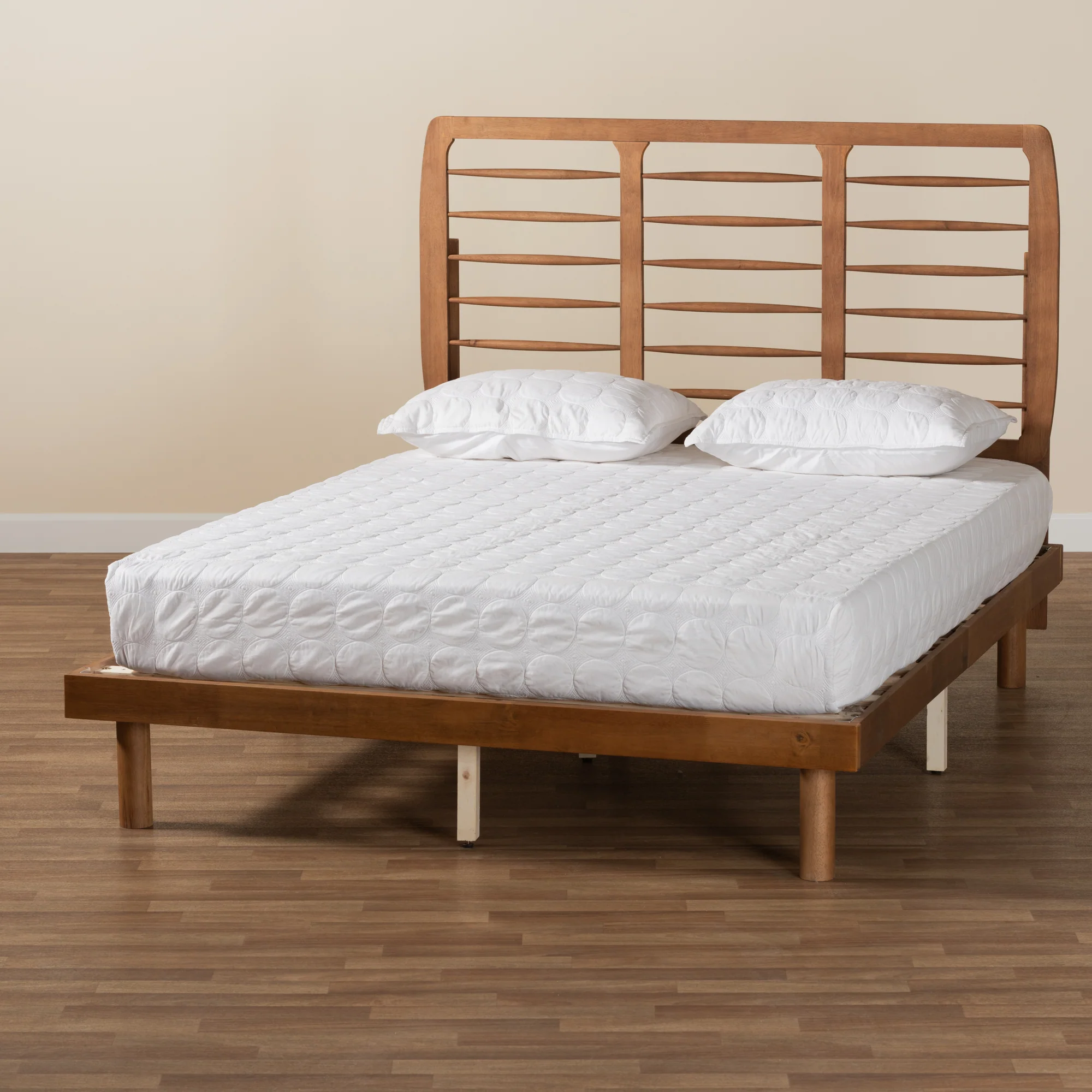 Baxton Studio Petra Mid-Century Modern Ash Walnut Finished Wood Queen Size Platform Bed - Image 7