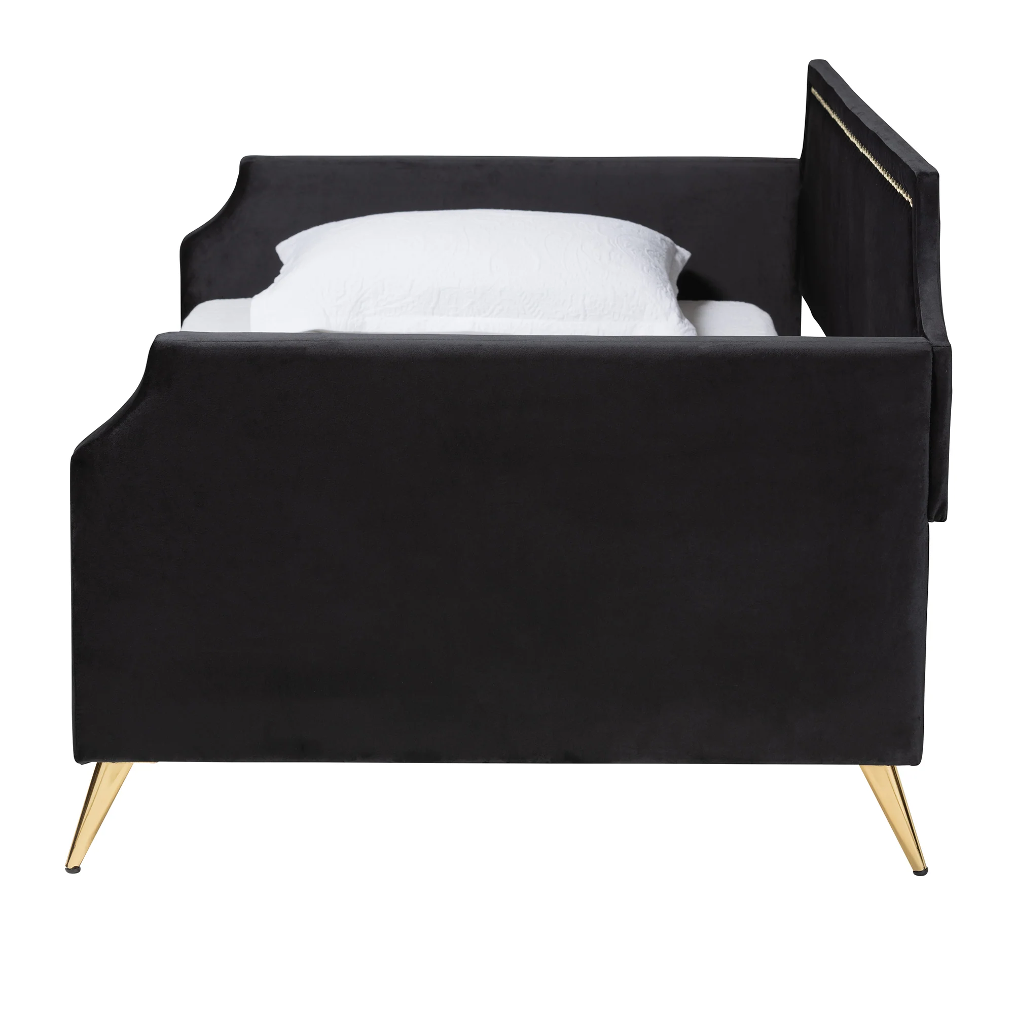 Baxton Studio Pita Traditional Glam and Luxe Black Velvet and Gold Metal Twin Size Daybed - Image 3