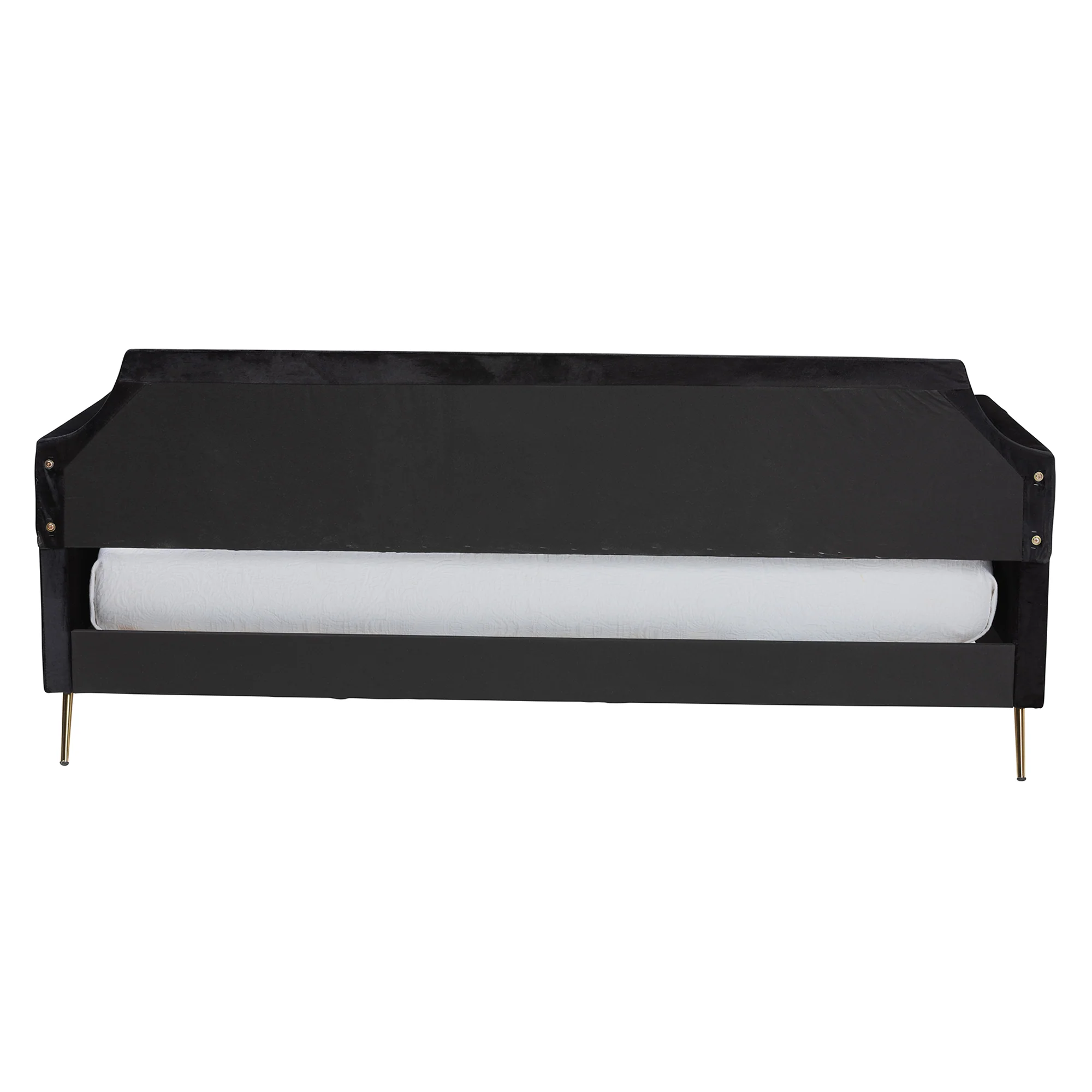 Baxton Studio Pita Traditional Glam and Luxe Black Velvet and Gold Metal Twin Size Daybed - Image 7