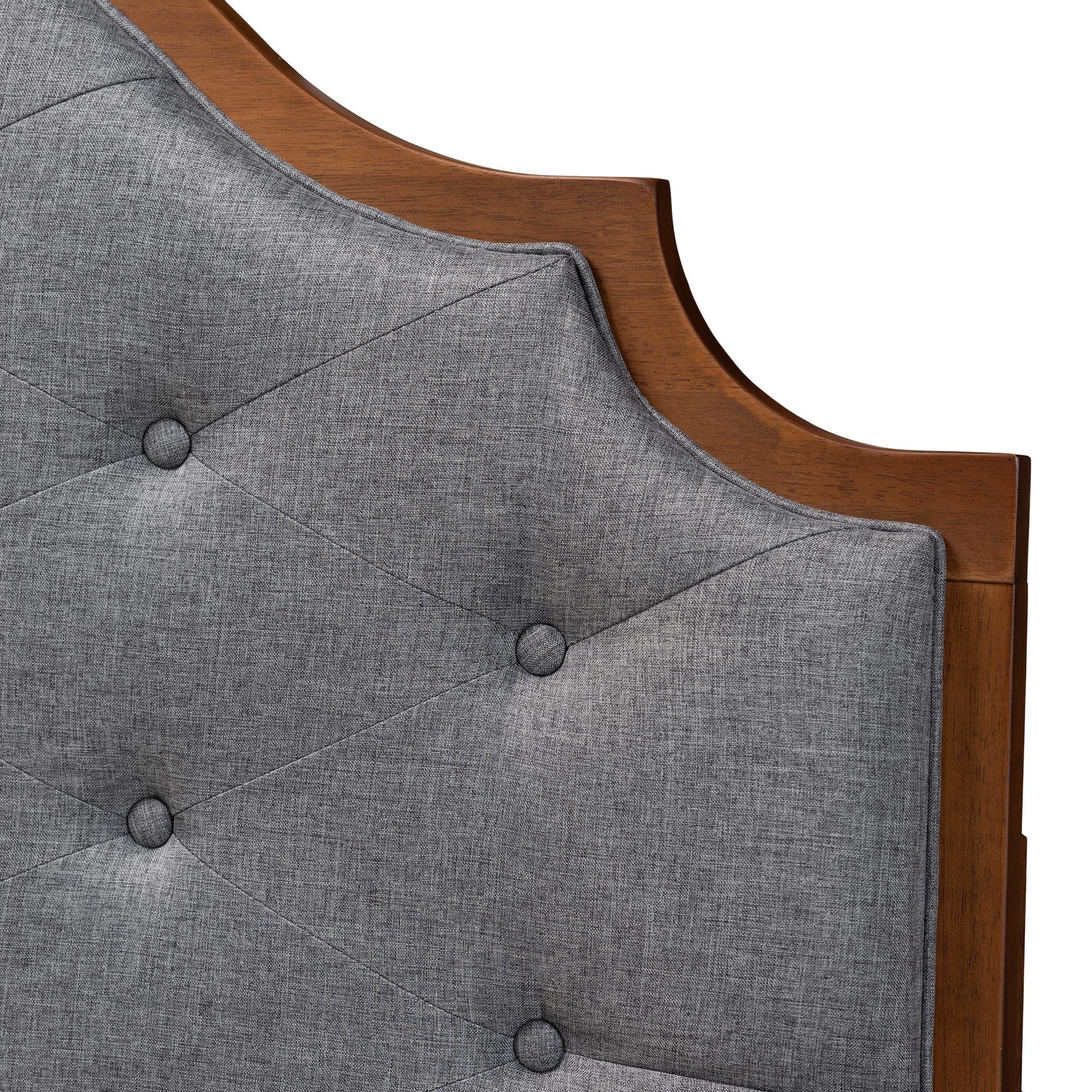 Baxton Studio Premala Classic and Traditional Grey Fabric and Walnut Brown Finished Wood King Size Headboard - Image 6