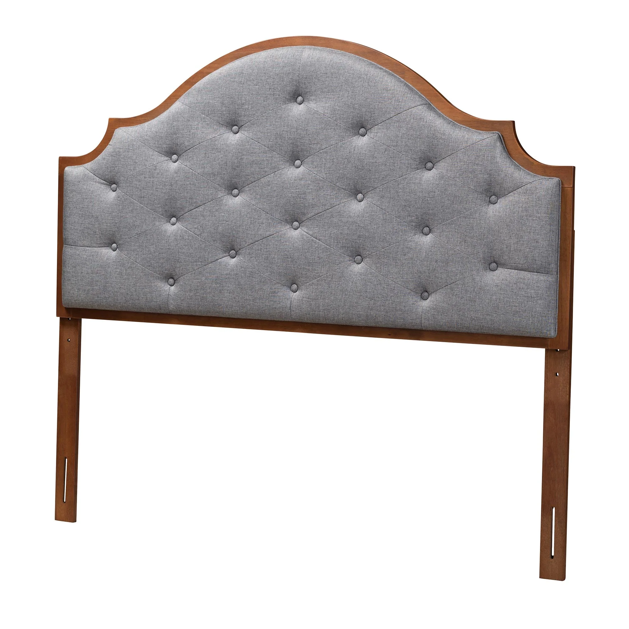 Baxton Studio Premala Classic and Traditional Grey Fabric and Walnut Brown Finished Wood Queen Size Headboard - Image 2